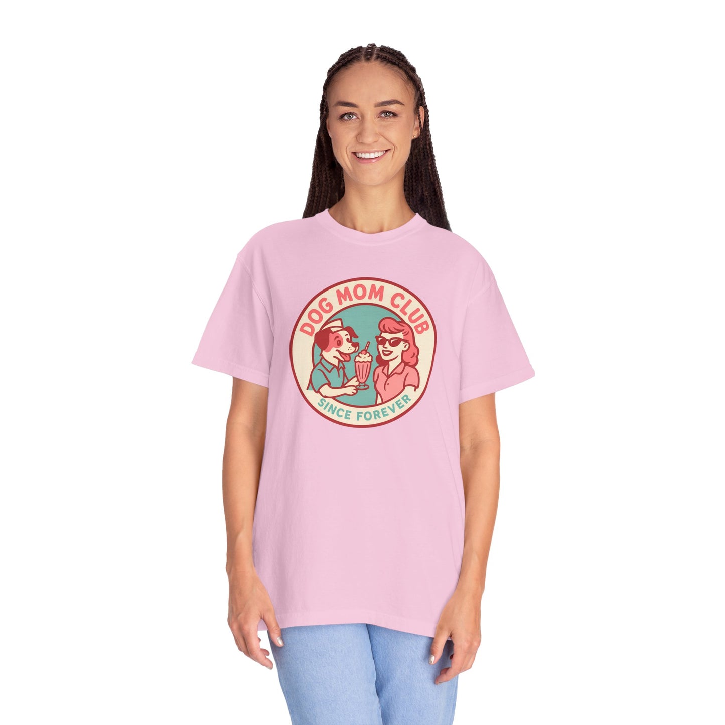 Dog Mom Club Garment-Dyed Tee | Casual Women's T-Shirt | Pet Lover Gift | Dog Mom Apparel | Cute Animal Lover Shirt