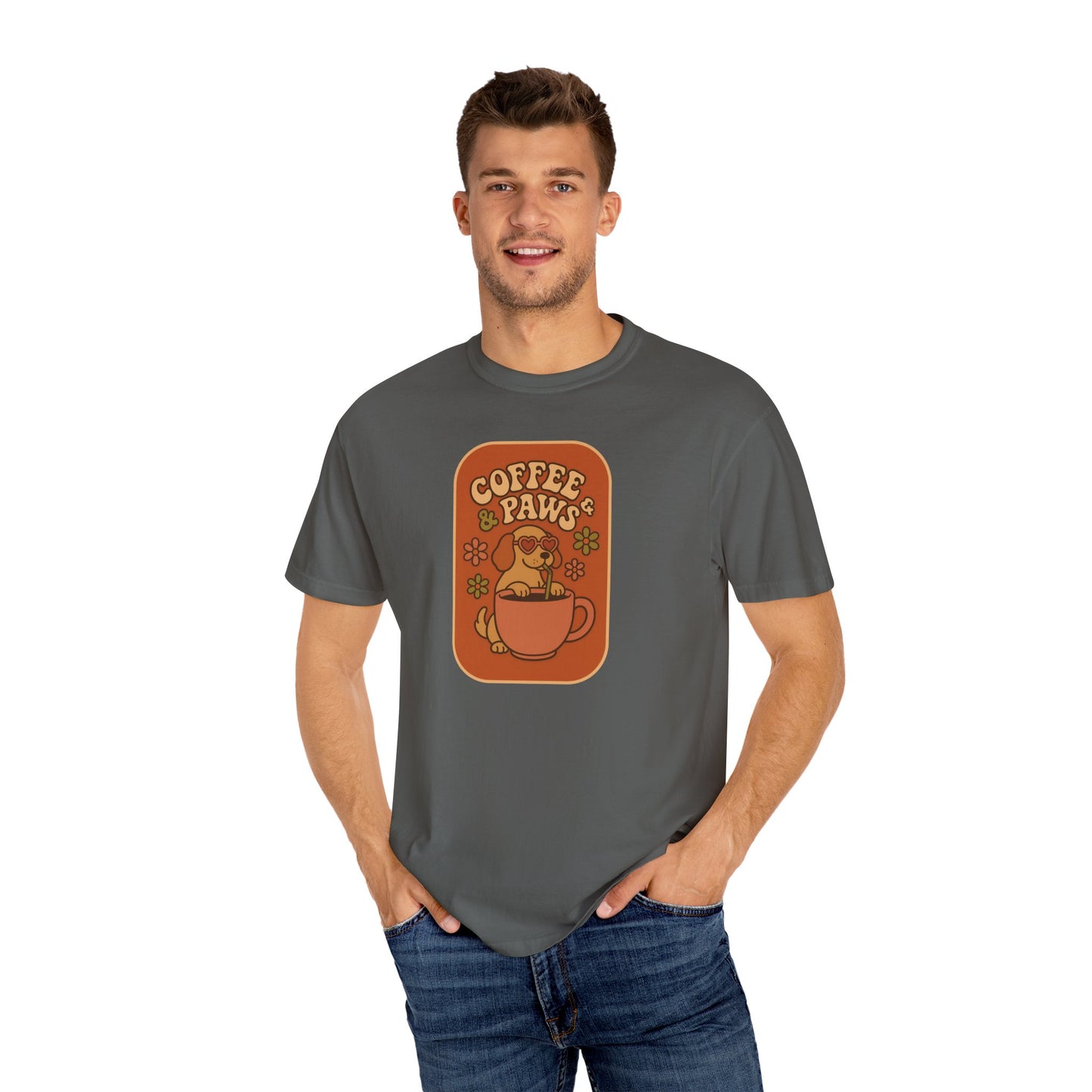 Coffee Paws Unisex T-shirt - Perfect for Dog Lovers, Casual Wear, Gift for Pet Owners, Cozy Vibe, Every Day Wear