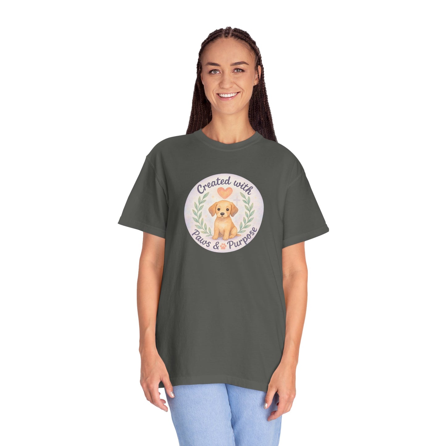 Created with Paws & Purpose T-Shirt, Pet Lover Gift, Dog Lover Apparel, Animal Rescue Support, Unique Gifts for Dog Owners