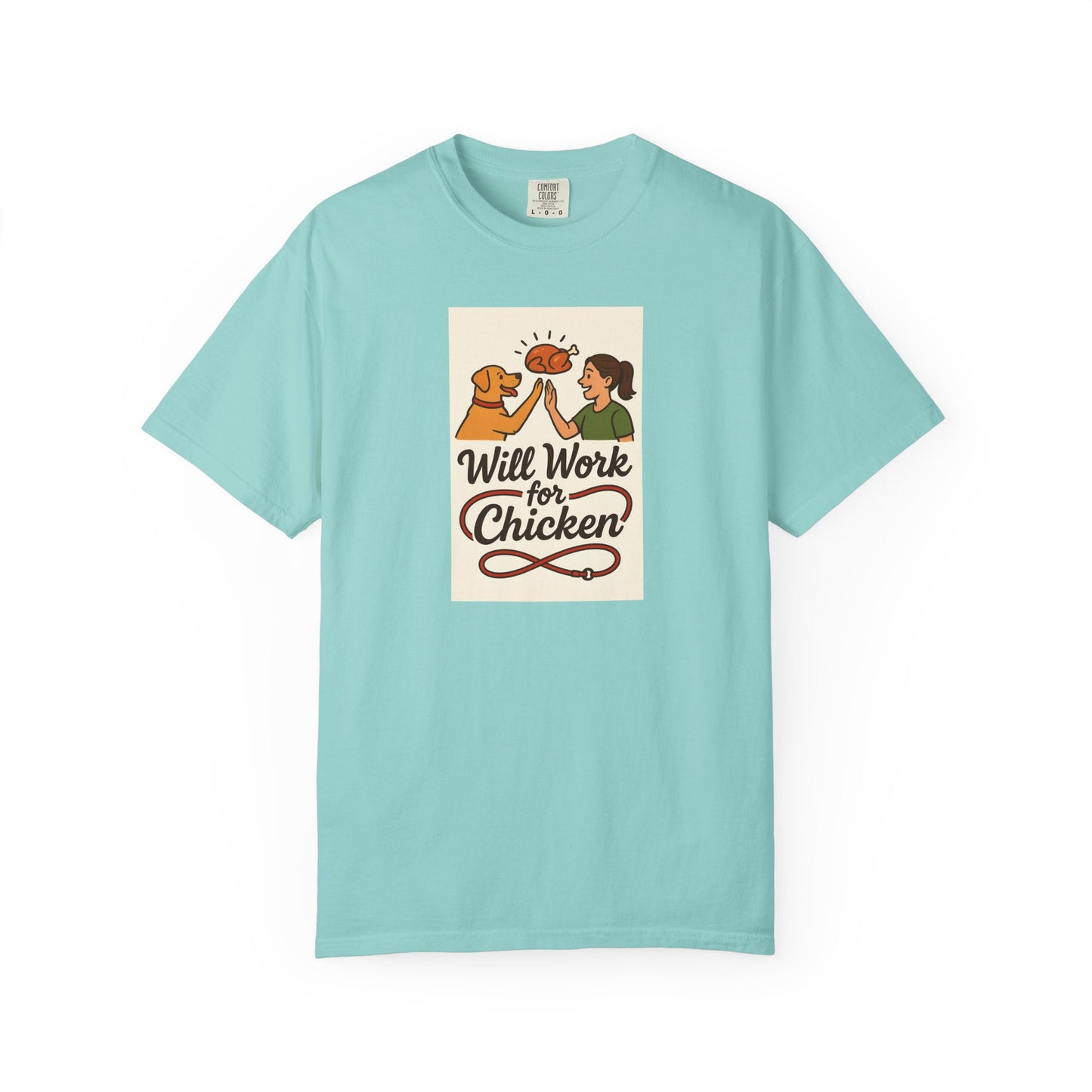 Will Work for Chicken Unisex T-Shirt | Pet Lover Gift, Funny Dog Tee, Casual Wear, Unique Animal Lover Apparel, Gift for Dog Parents