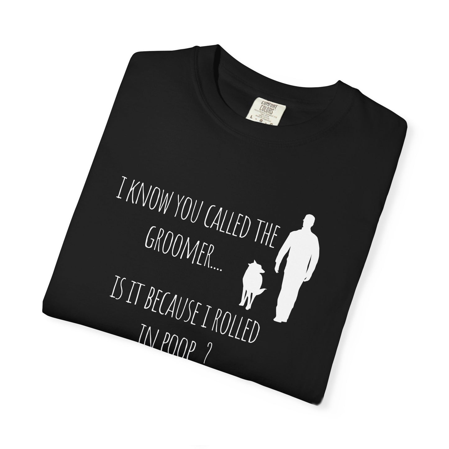 Humorous Dog Lover T-Shirt - 'Is It Because I Rolled In Poop?' Unisex Garment-Dyed Tee
