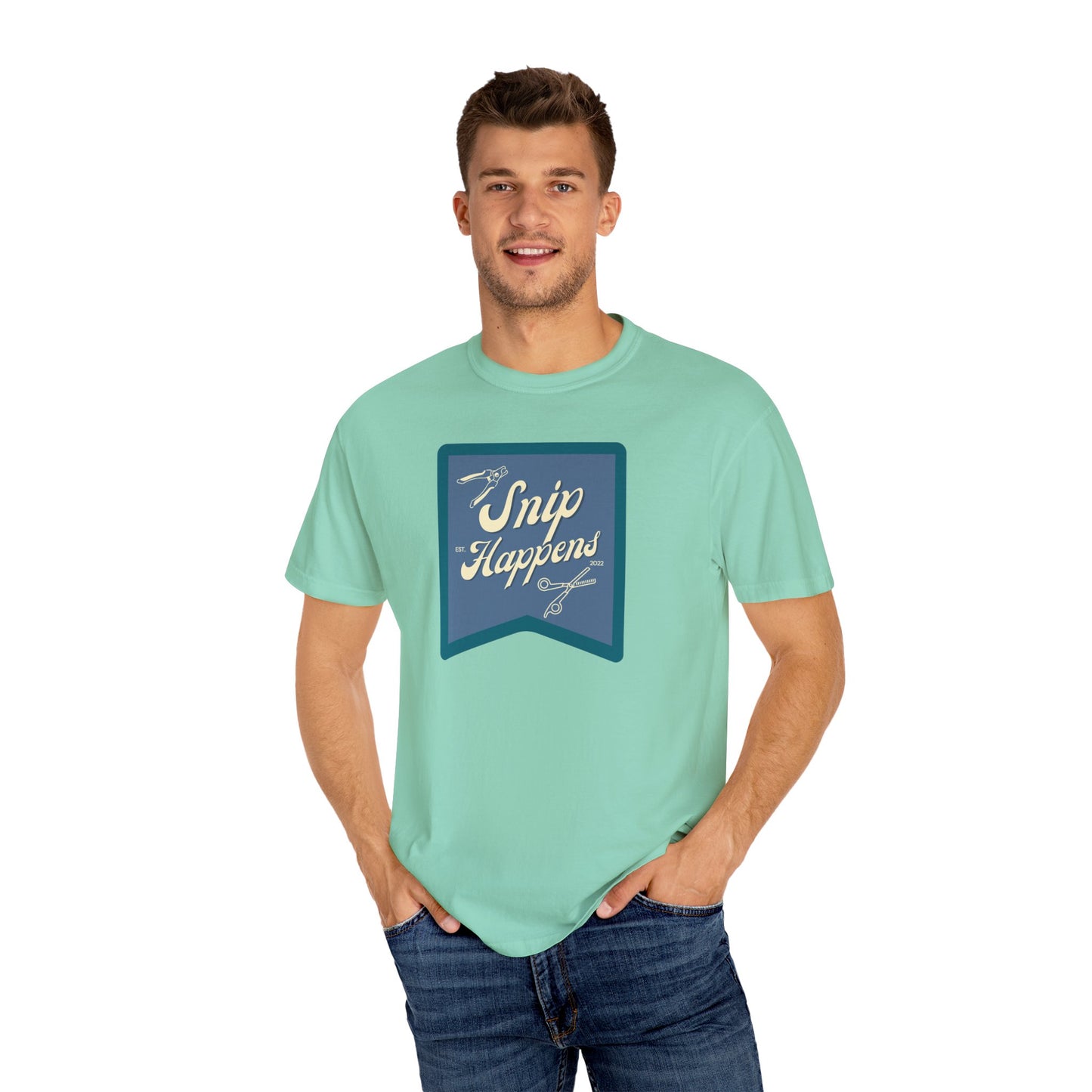 Snip Happens Unisex Garment-Dyed T-Shirt - Fun & Casual Apparel for Stitching Lovers