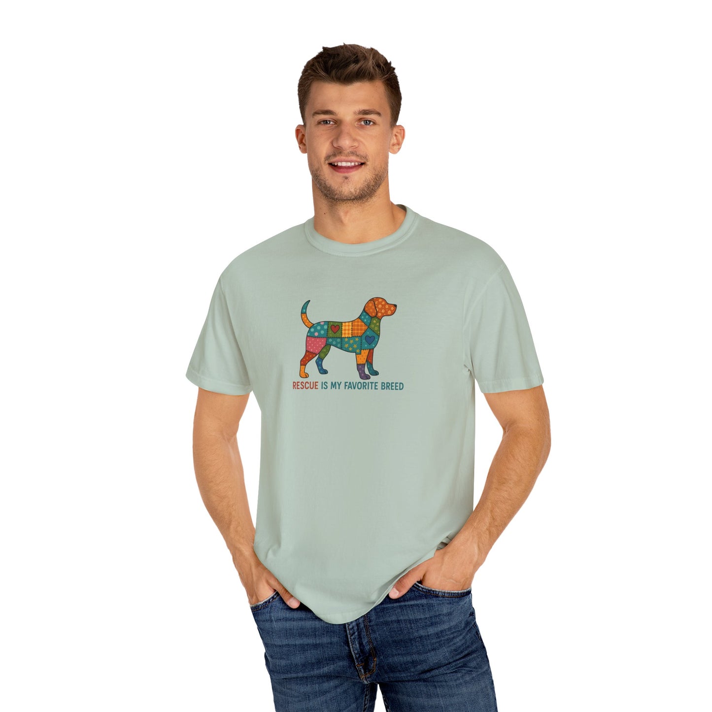 Colorful Dog Rescue T-Shirt, Gift for Dog Lovers, Adoption Awareness Tee, Casual Wear for Animal Lovers, Eco-Friendly Fashion