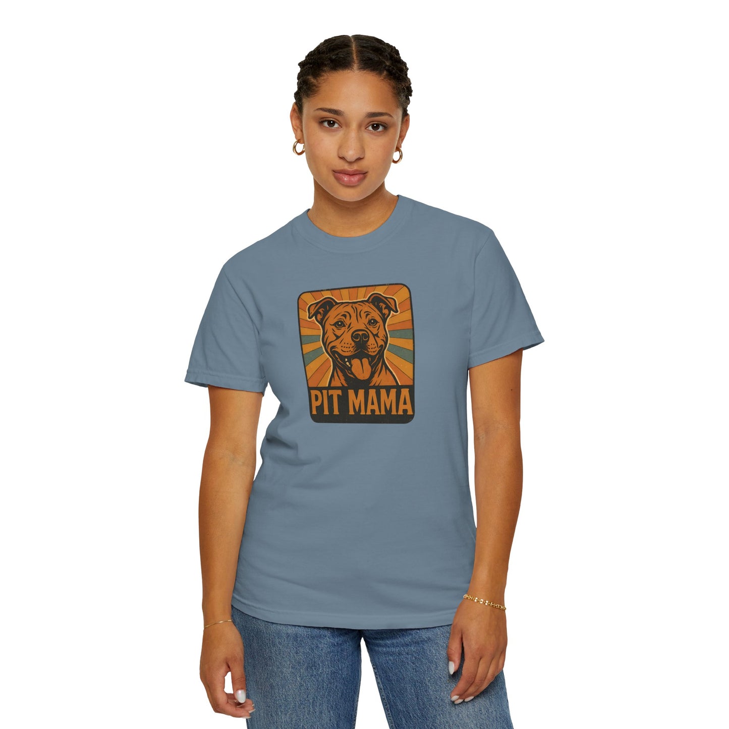 Pit Mama Unisex Garment-Dyed T-Shirt, Dog Lover Gift, Animal Rescue Tee, Pitbull Mom Shirt, Casual Wear, Pet Mom Apparel