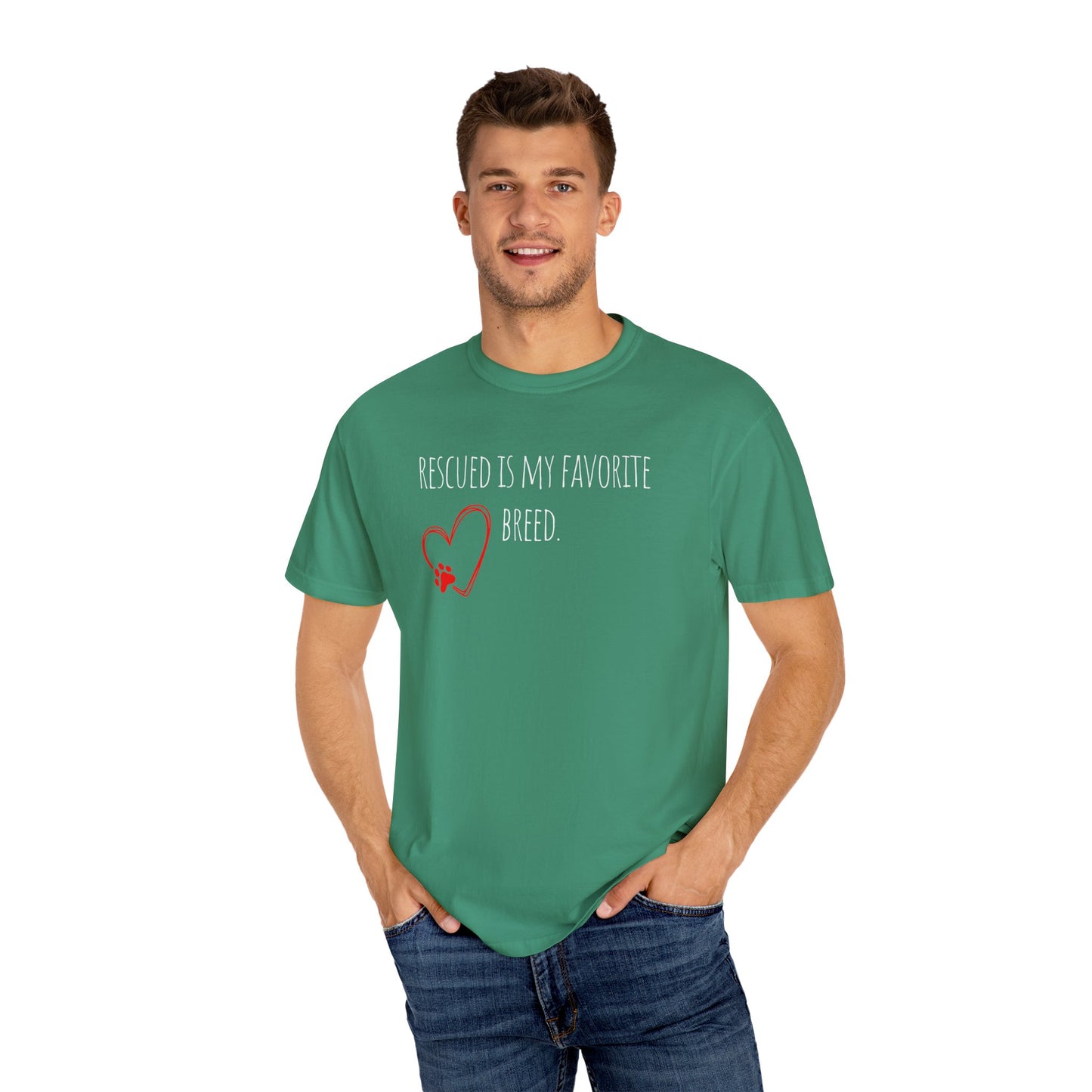 Unisex T-Shirt - "Rescued is My Favorite Breed" - Perfect for Dog Lovers