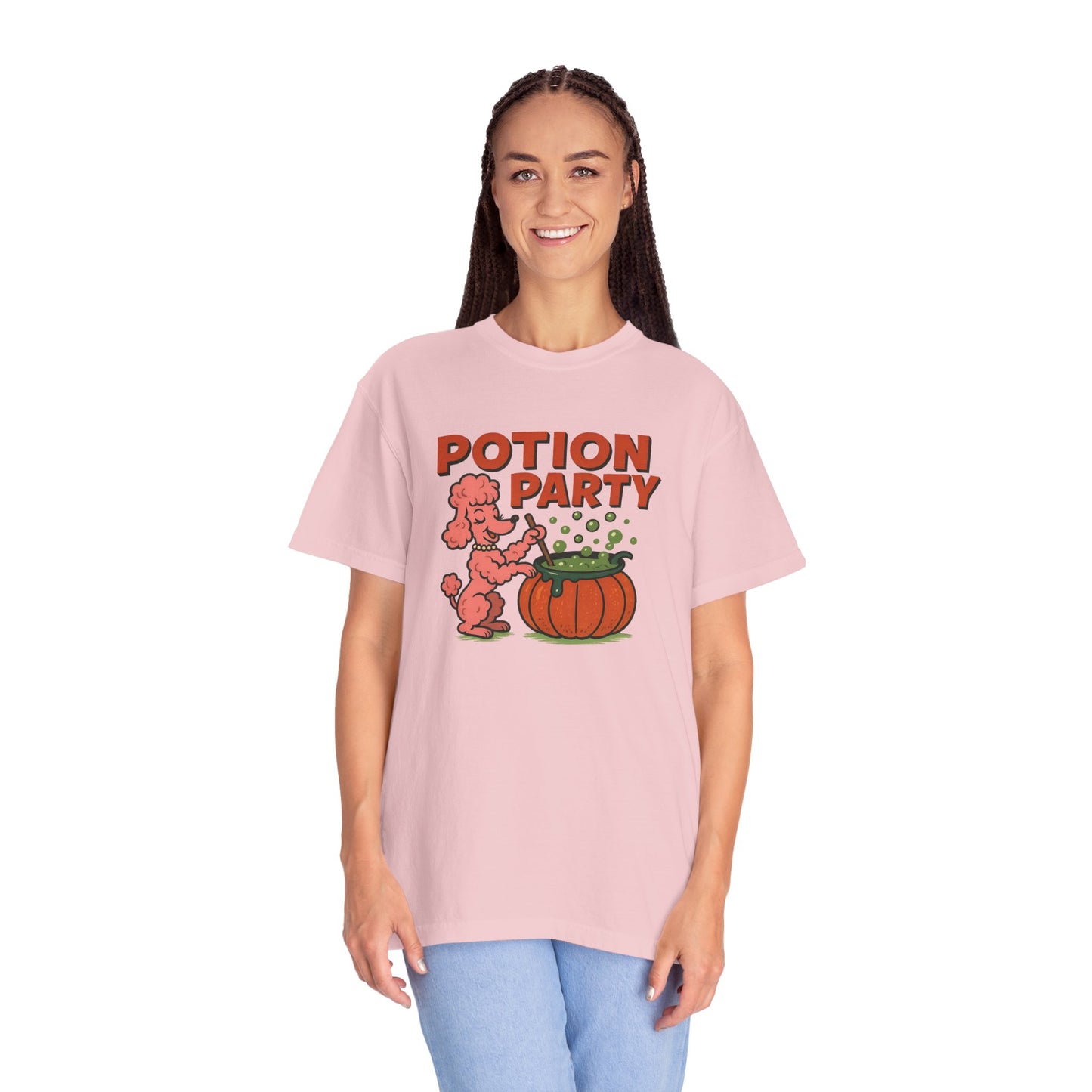 Potion Party Unisex Garment-Dyed T-Shirt | Fun Dog Design, Halloween Tee, Gift for Pet Lovers, Party Shirt, Cute Fall Top