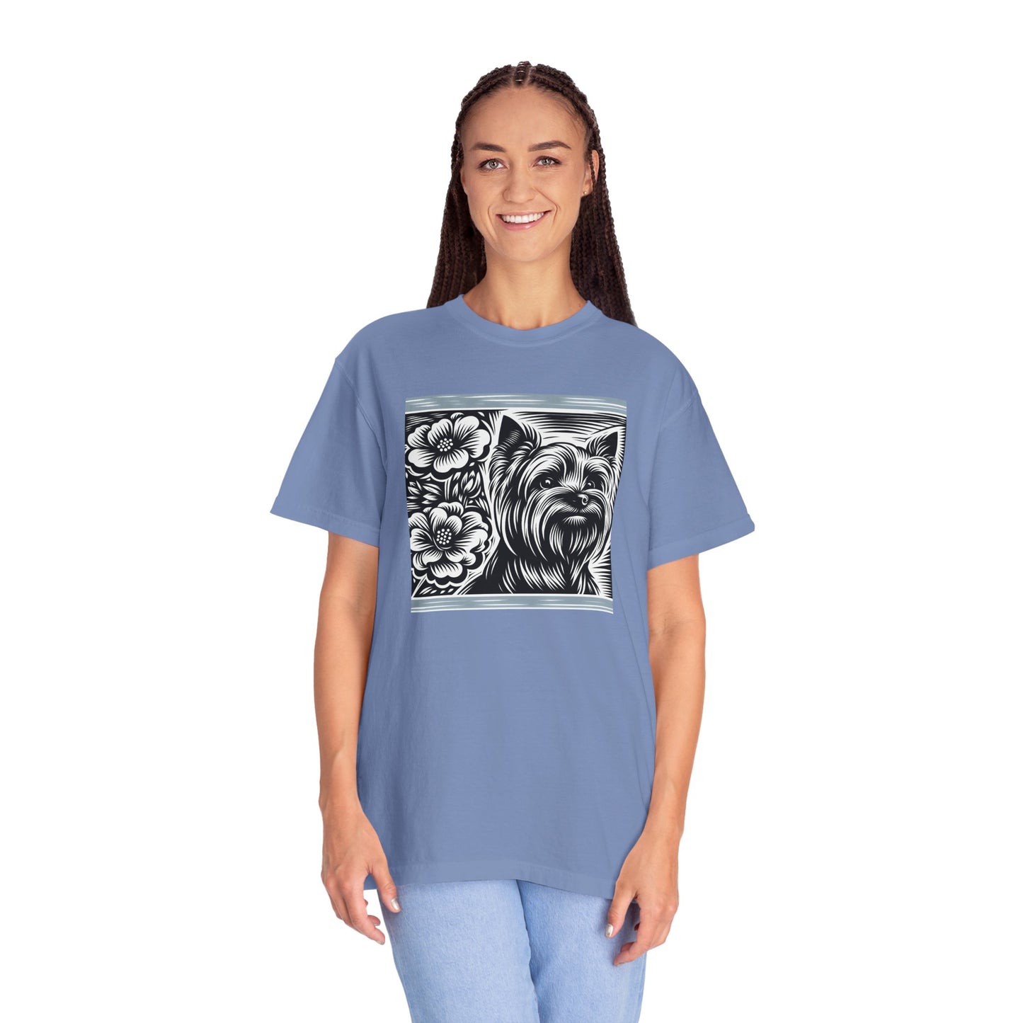 Cute Yorkie Floral T-Shirt for Dog Lovers