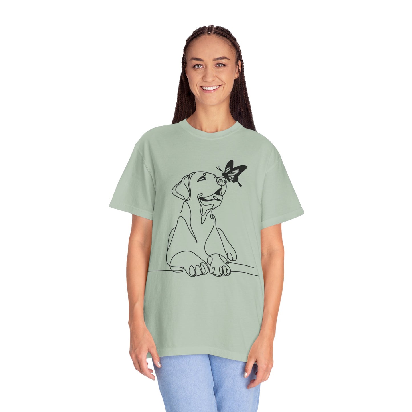 Adorable Dog and Butterfly T-Shirt, Cute Pet Tee, Dog Lover Gift, Casual Wear, Animal Lover Apparel, Birthday Gift for Dog Owners
