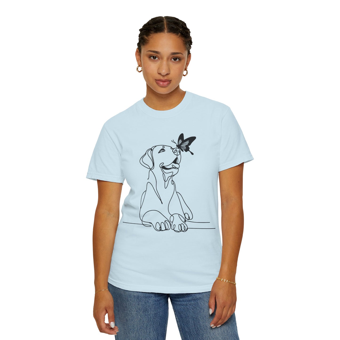 Adorable Dog and Butterfly T-Shirt, Cute Pet Tee, Dog Lover Gift, Casual Wear, Animal Lover Apparel, Birthday Gift for Dog Owners