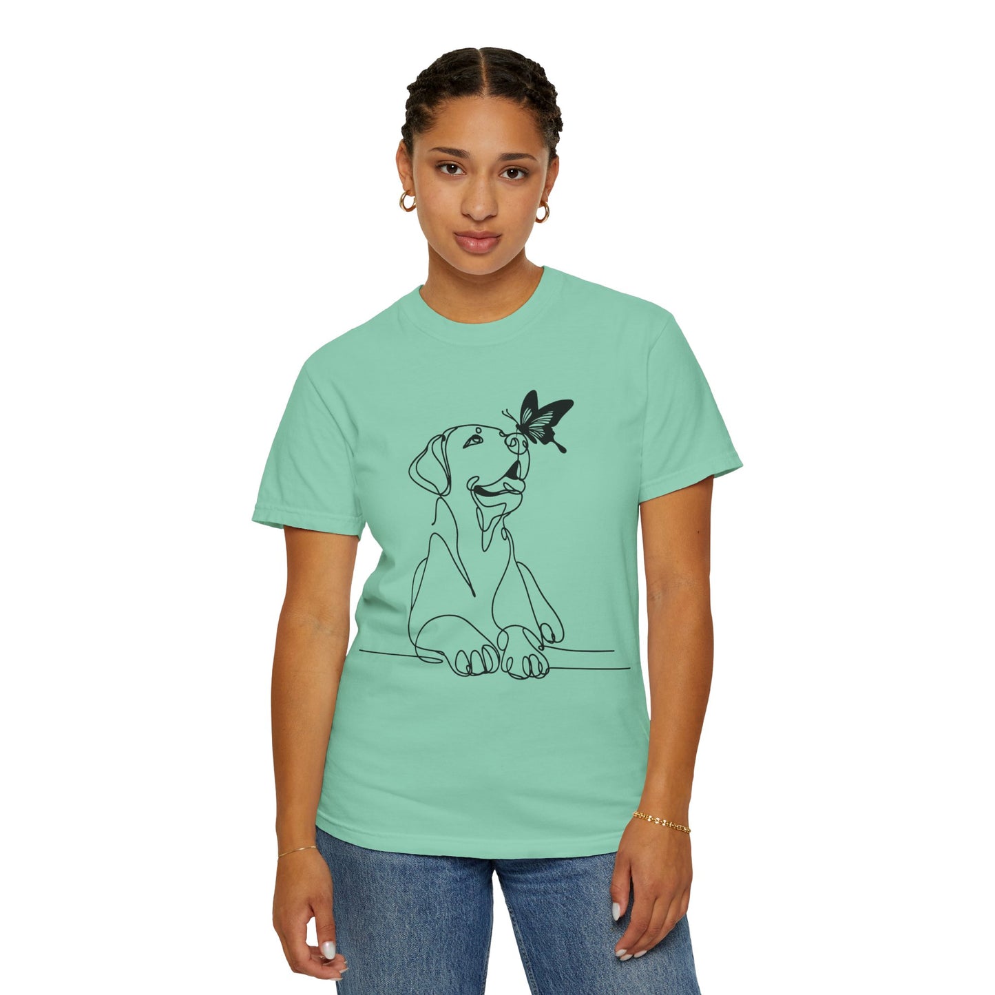 Adorable Dog and Butterfly T-Shirt, Cute Pet Tee, Dog Lover Gift, Casual Wear, Animal Lover Apparel, Birthday Gift for Dog Owners