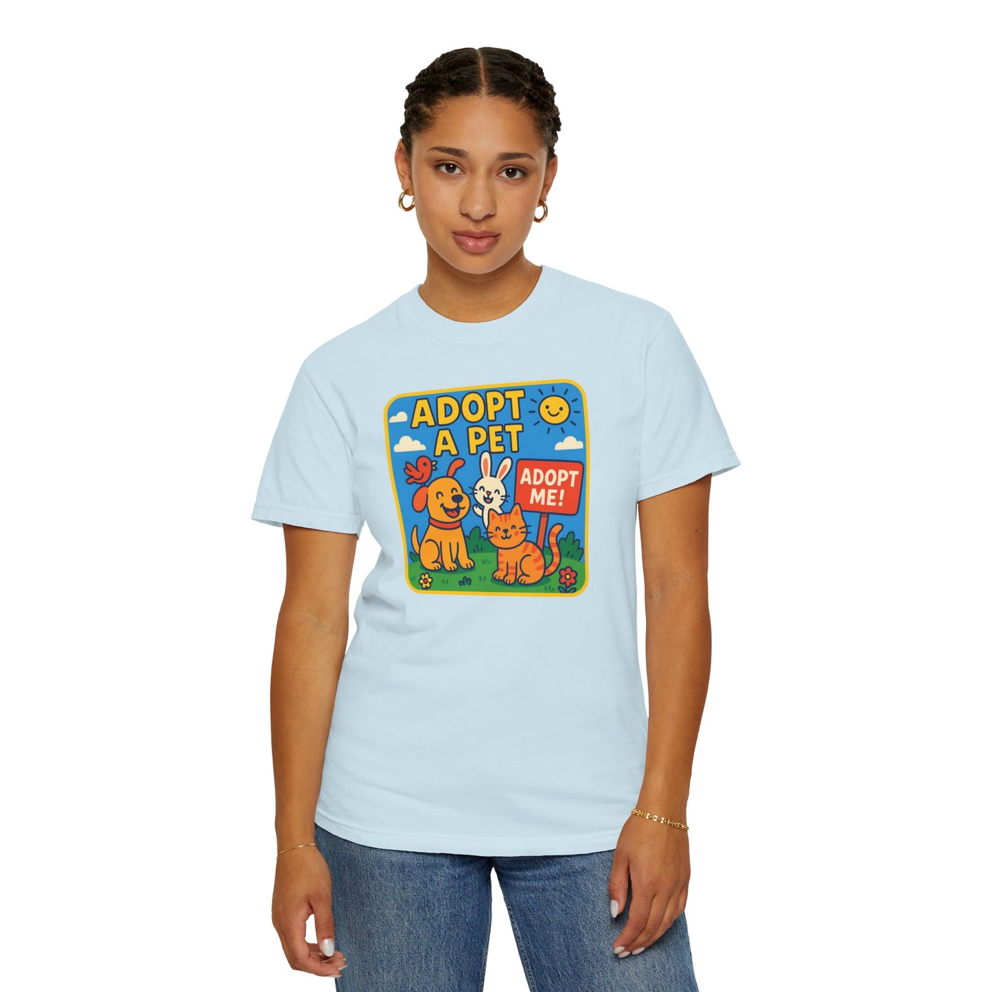 Adopt a Pet T-Shirt - Unisex Garment-Dyed Tee for Animal Lovers