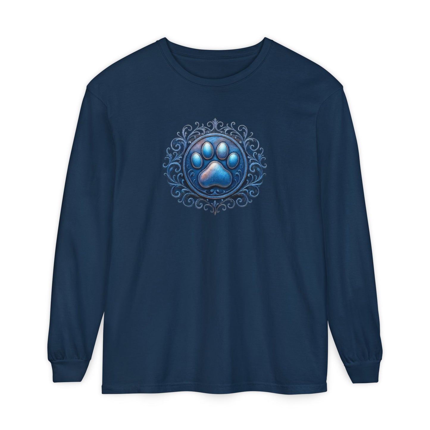 Paw Print Long Sleeve T-Shirt for Pet Lovers | Cozy Gift for Animal Enthusiasts, Casual Wear, Dog Mom Gift, Unique Pet Tee, Everyday Fashion