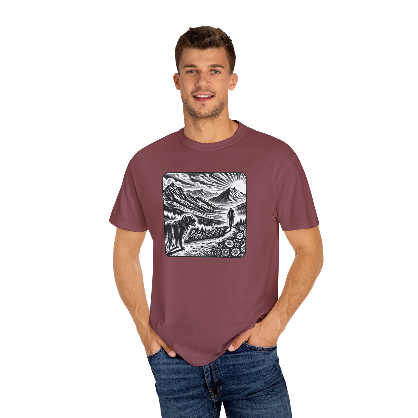 Hiker Unisex Garment-Dyed T-Shirt with Nature Design - Perfect for Outdoor Lovers