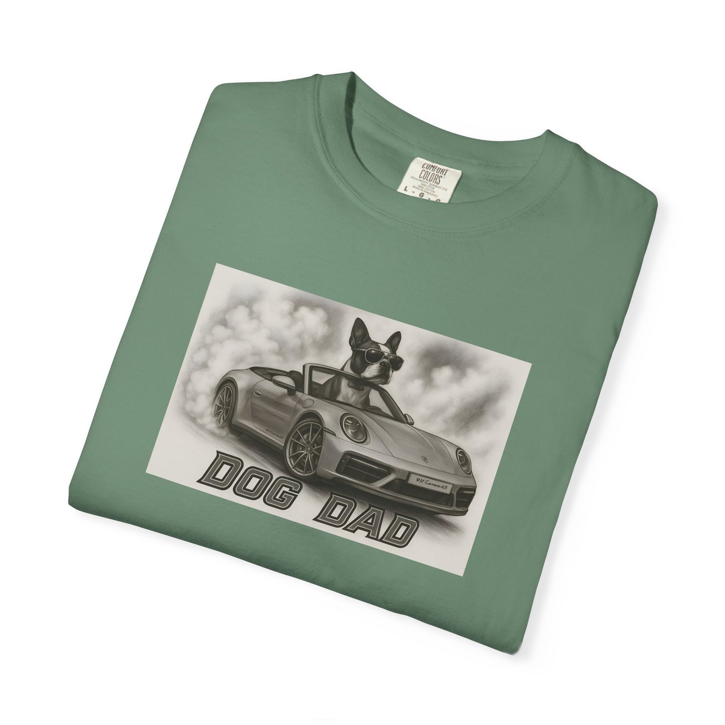 Dog Dad - Boston Terrier - Cool Dogs in Cool Cars T-Shirt Collection | Funny Dog Lover Apparel for Men