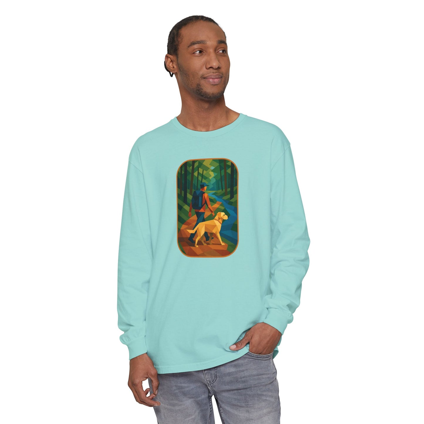Scenic Dog Walk Design | Casual Comfort, Gift for Dog Lovers, Nature Enthusiasts, Cozy Outfit, Eco-Friendly Wear