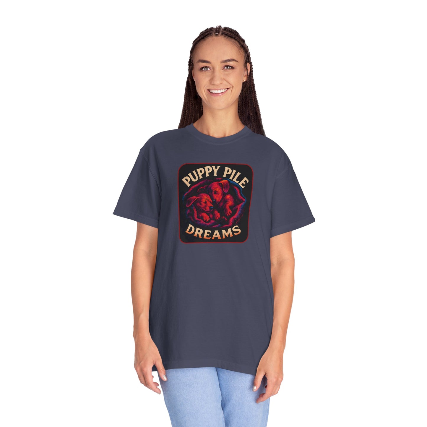 Puppy Pile Dreams T-Shirt, Unisex Tee, Dog Lover Gift, Casual Wear, Comfortable Cotton Shirt, Fun Animal Graphic Tee