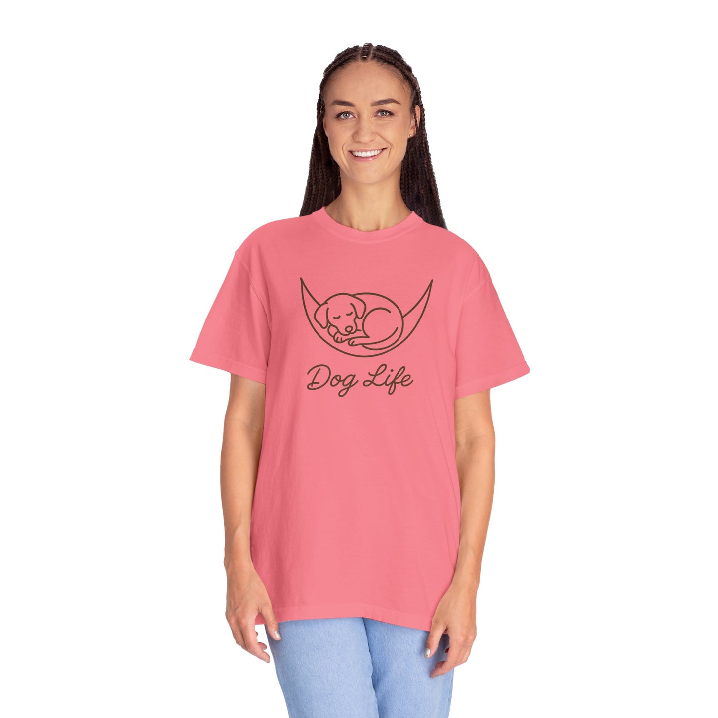 Dog Life Unisex Garment-Dyed T-Shirt, Pet Lover Tee, Dog Owner Gift, Casual Dog T-Shirt, Animal Lover Apparel, Comfortable Everyday Wear