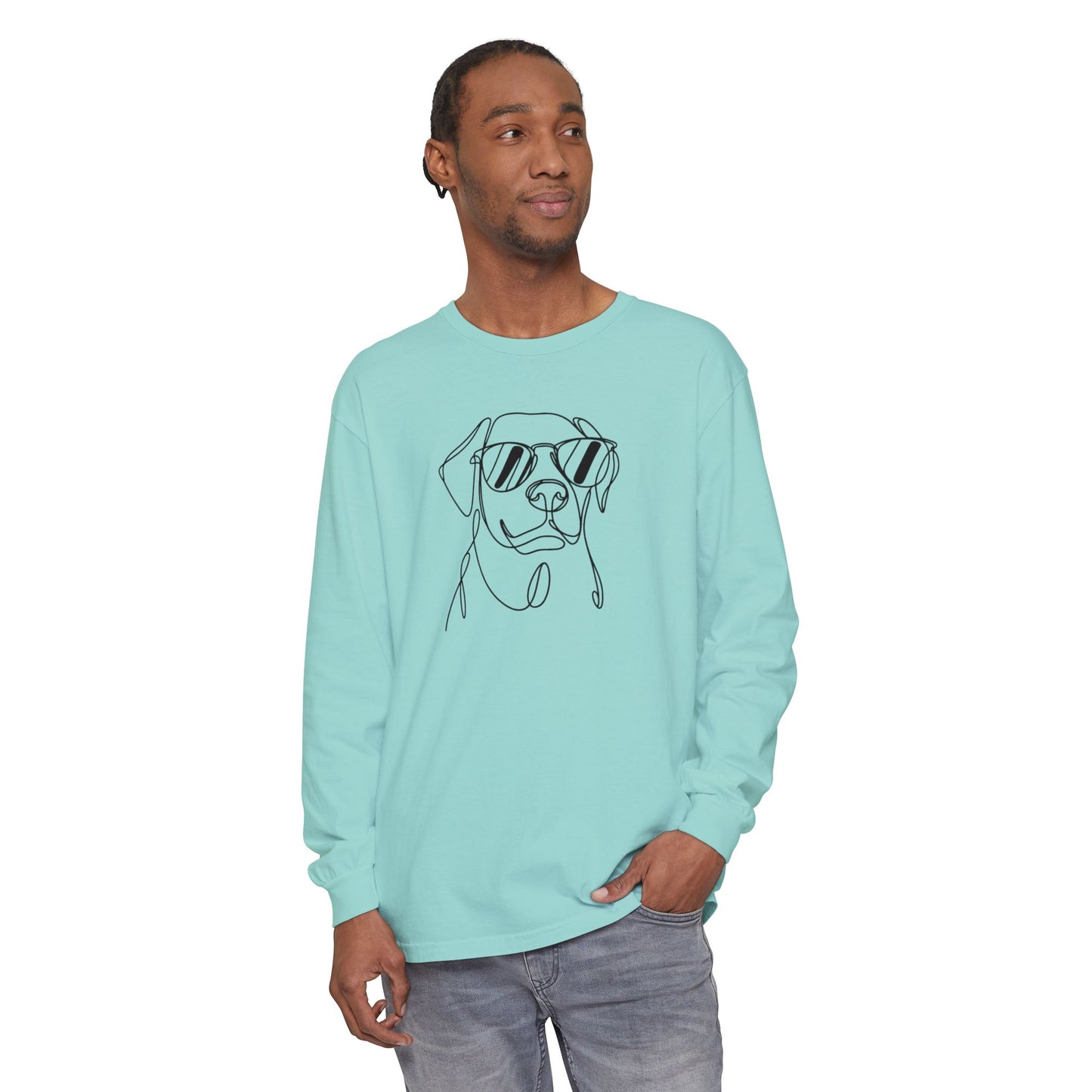 Cool Dog Long Sleeve T-Shirt | Unisex Garment-Dyed Tee