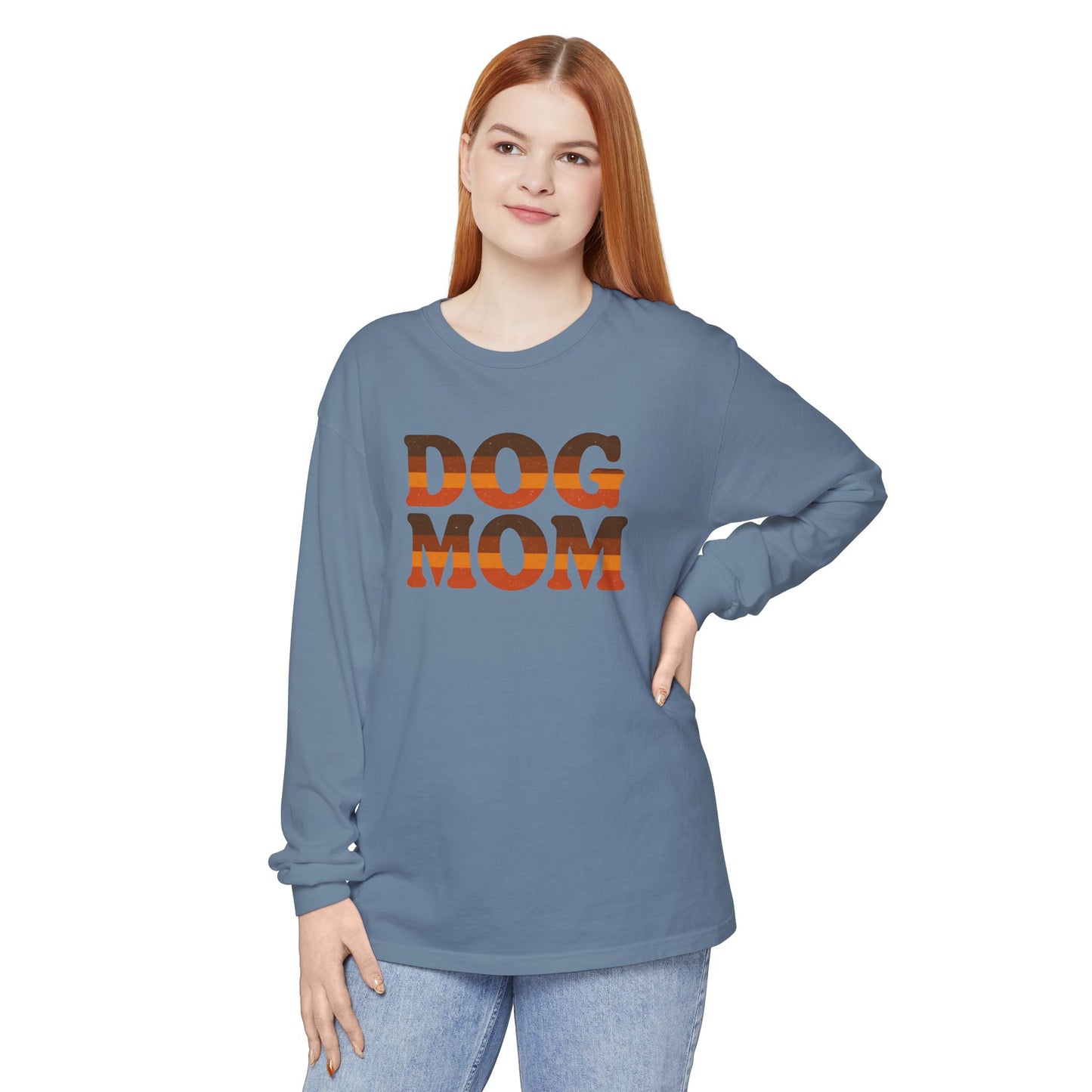 Dog Mom Long Sleeve Tee, Perfect Gift for Dog Lovers, Casual Wear, Pet-Themed Apparel, Great for Birthdays or Holidays