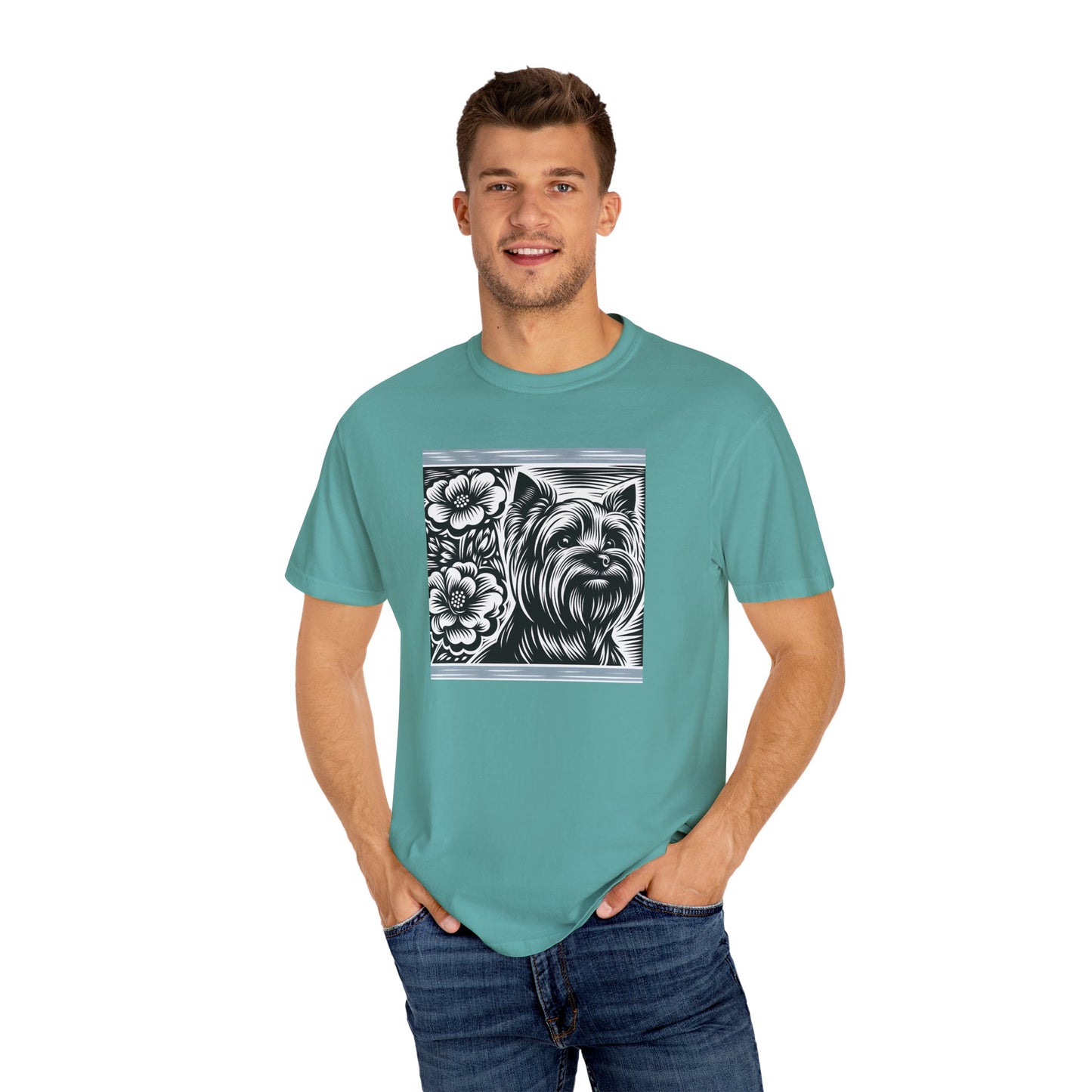 Cute Yorkie Floral T-Shirt for Dog Lovers