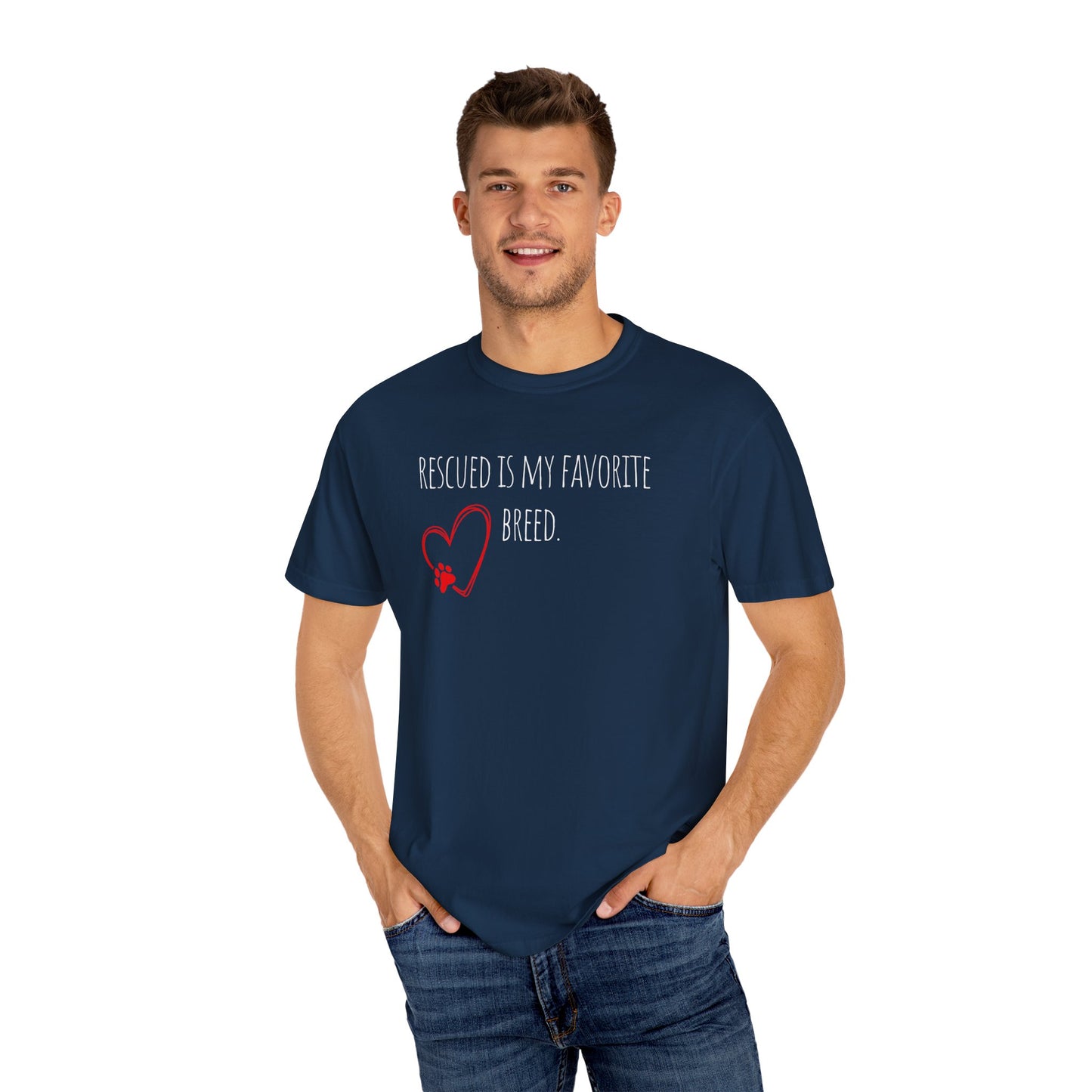 Unisex T-Shirt - "Rescued is My Favorite Breed" - Perfect for Dog Lovers