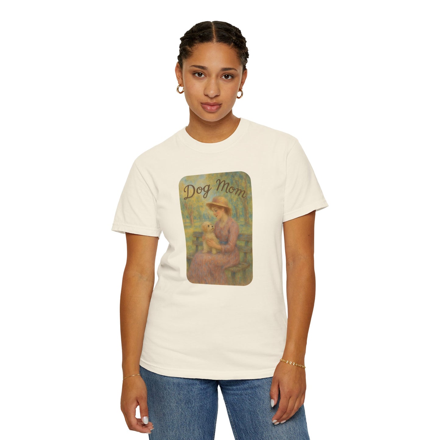 Dog Mom Garment-Dyed T-Shirt - Perfect Gift for Pet Lovers, Casual Wear, Dog Owners, Mother's Day, Dog-Themed Apparel