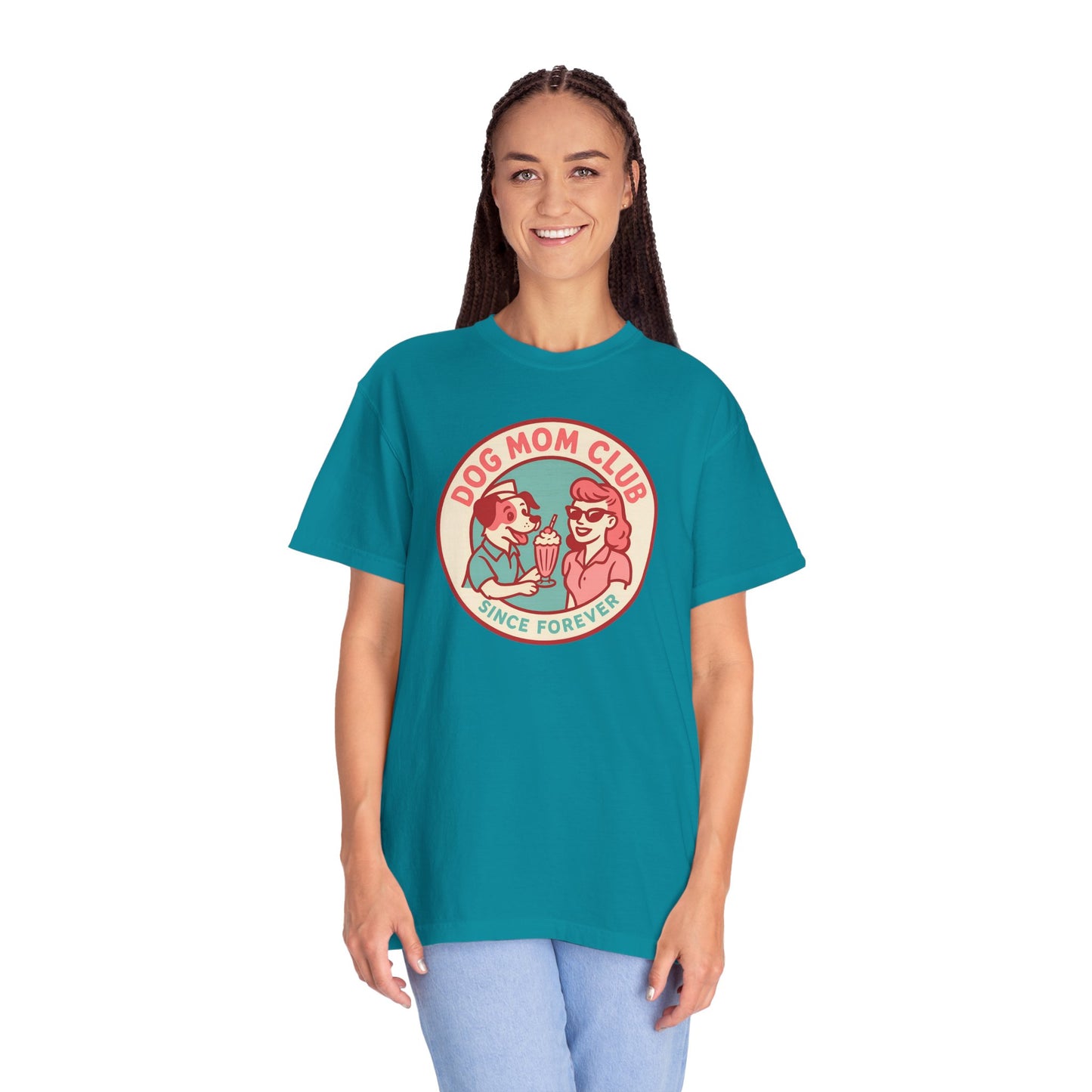Dog Mom Club Garment-Dyed Tee | Casual Women's T-Shirt | Pet Lover Gift | Dog Mom Apparel | Cute Animal Lover Shirt