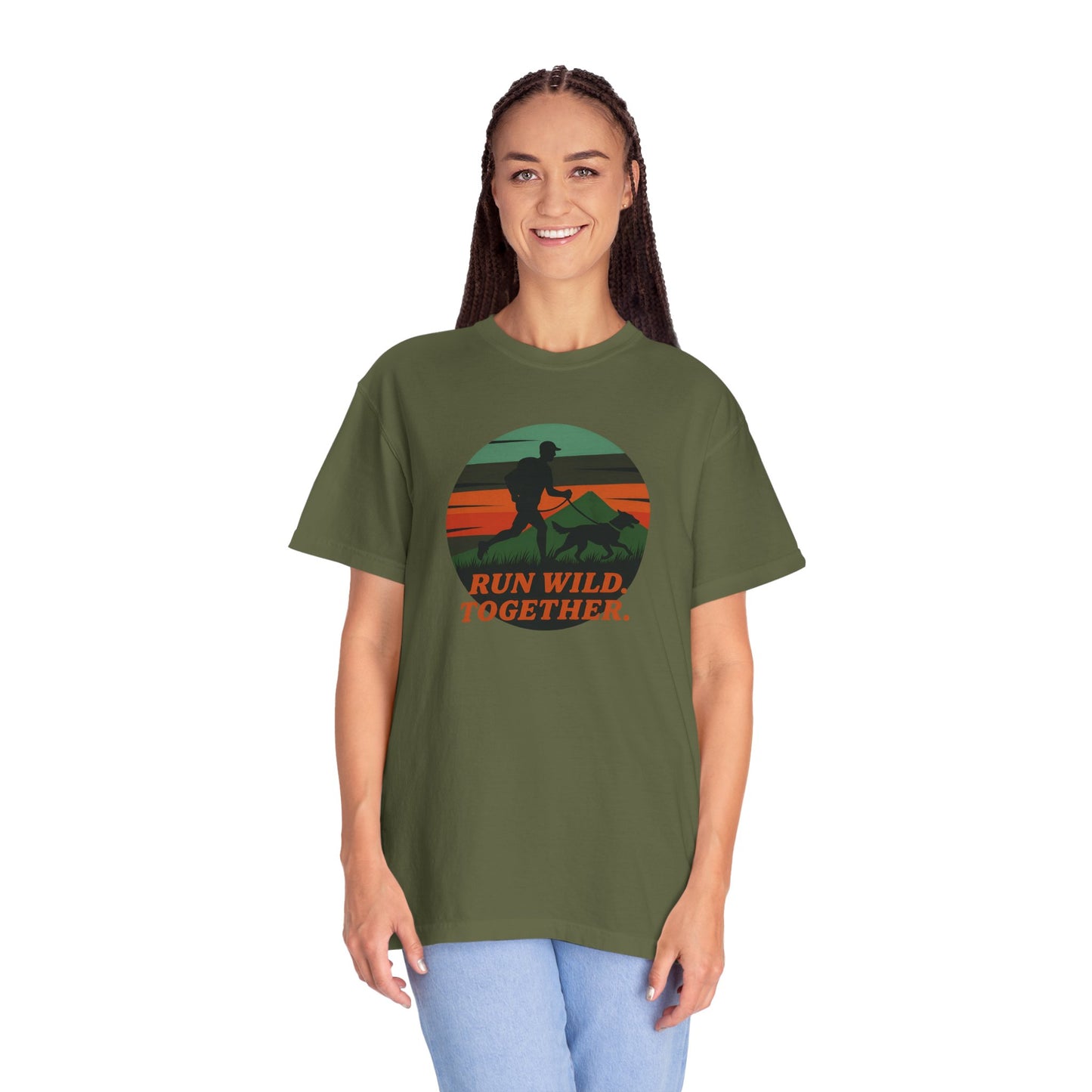 Canicross - Unisex Garment-Dyed T-Shirt - Run Wild Together Adventure Tee