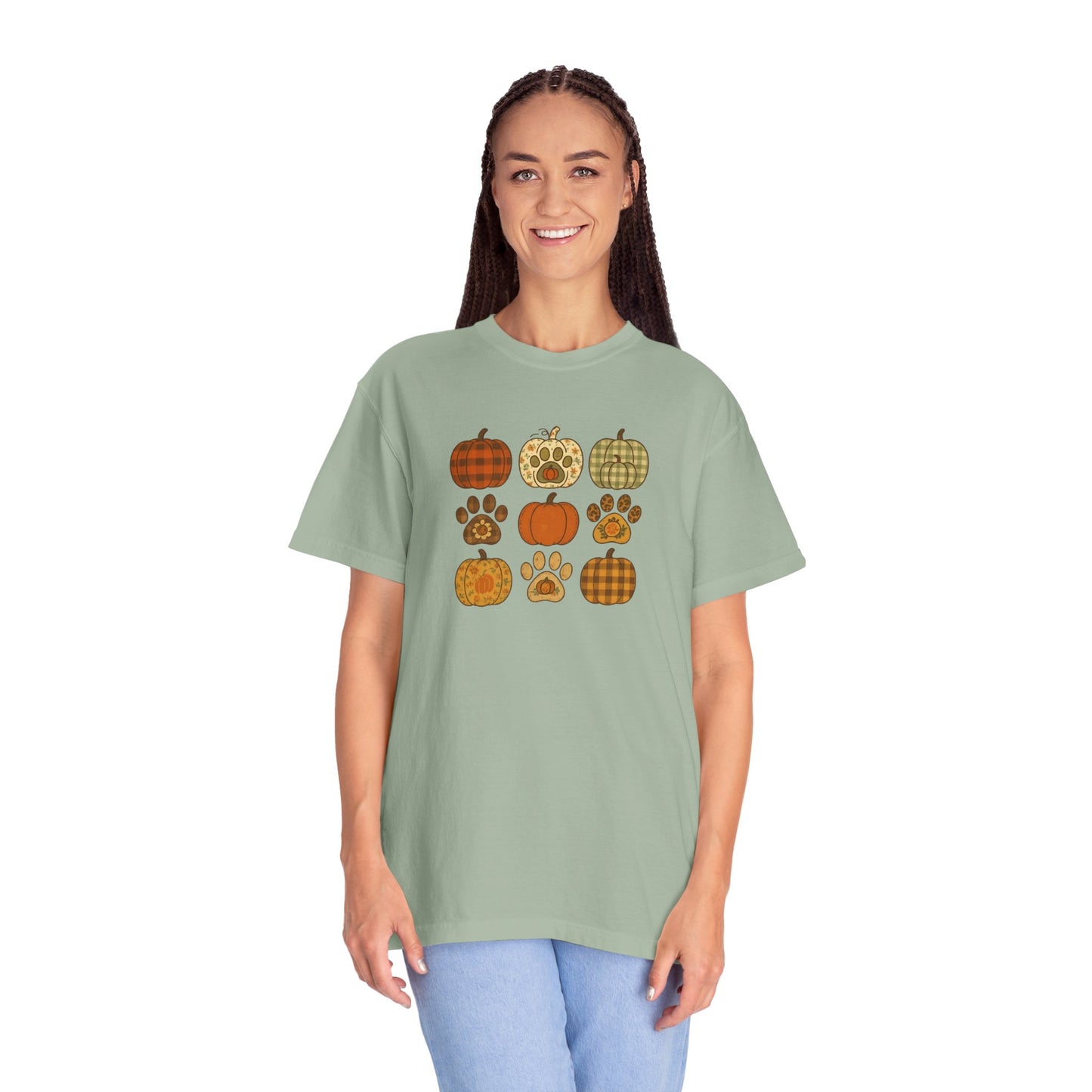 Fall Pumpkin Paw Print Unisex T-Shirt, Cozy Autumn Tee, Harvest Festivity Shirt, Pet Lover Gift, Seasonal Apparel
