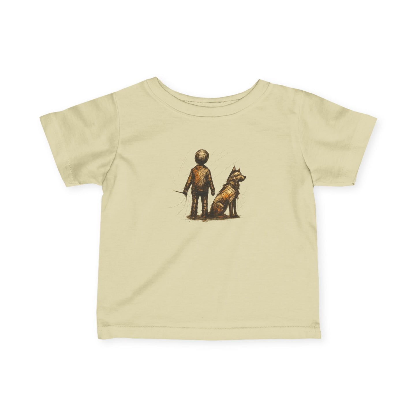 Infant Tee - Boy and his dog Artistic Sketch Drawing