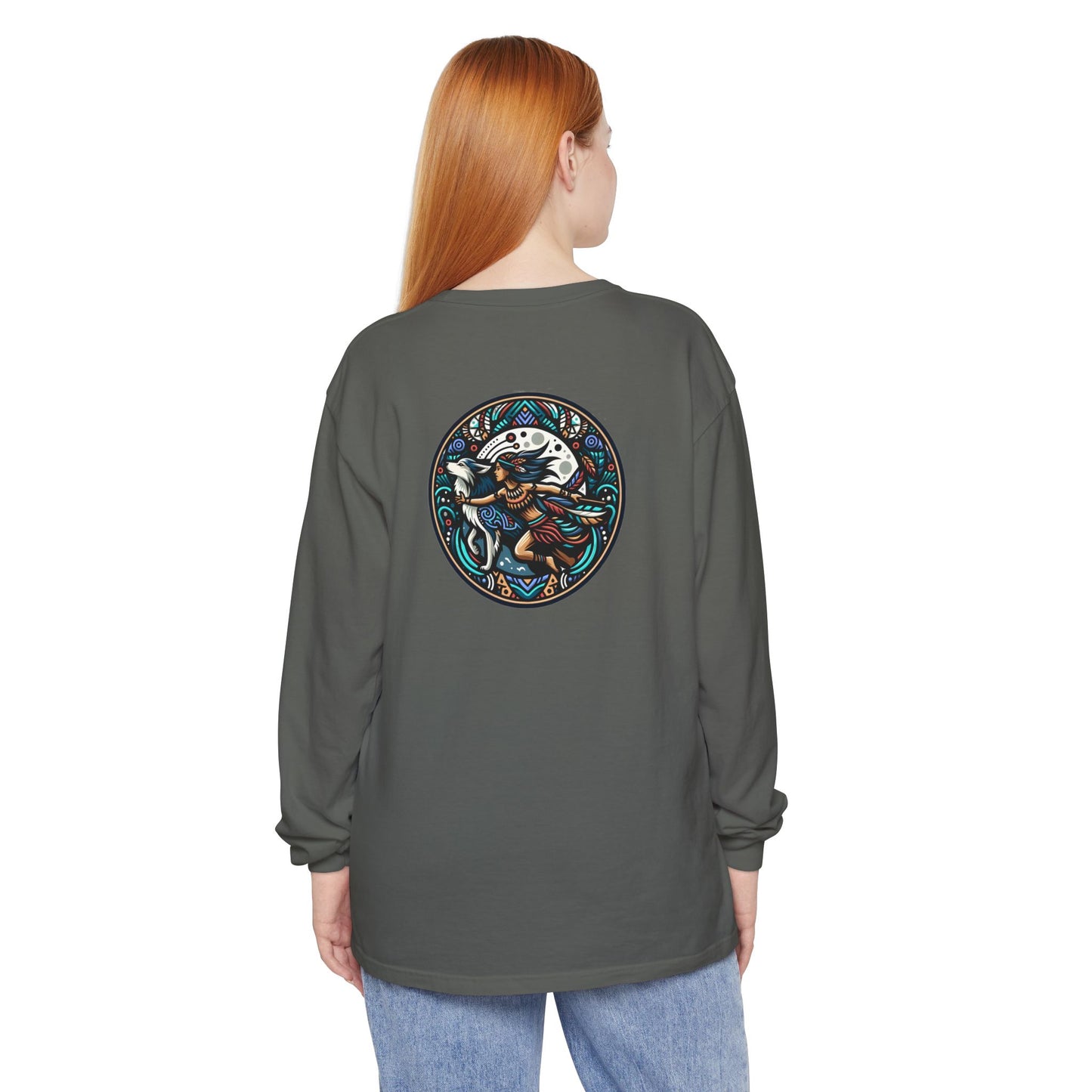 Mystical Indian Princess and a Wolf Long sleeve Tee