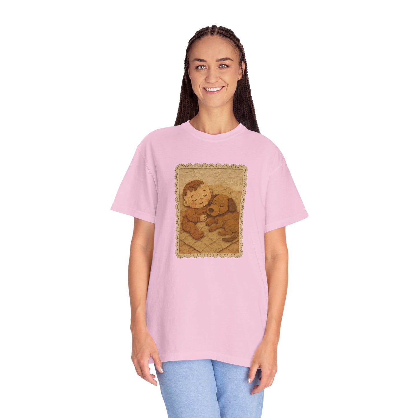 Cute Baby & Puppy Graphic Tee, Cozy Shirt for Dog Lovers and Parents, Gifts for Baby Showers, Birthdays, or Any Celebration