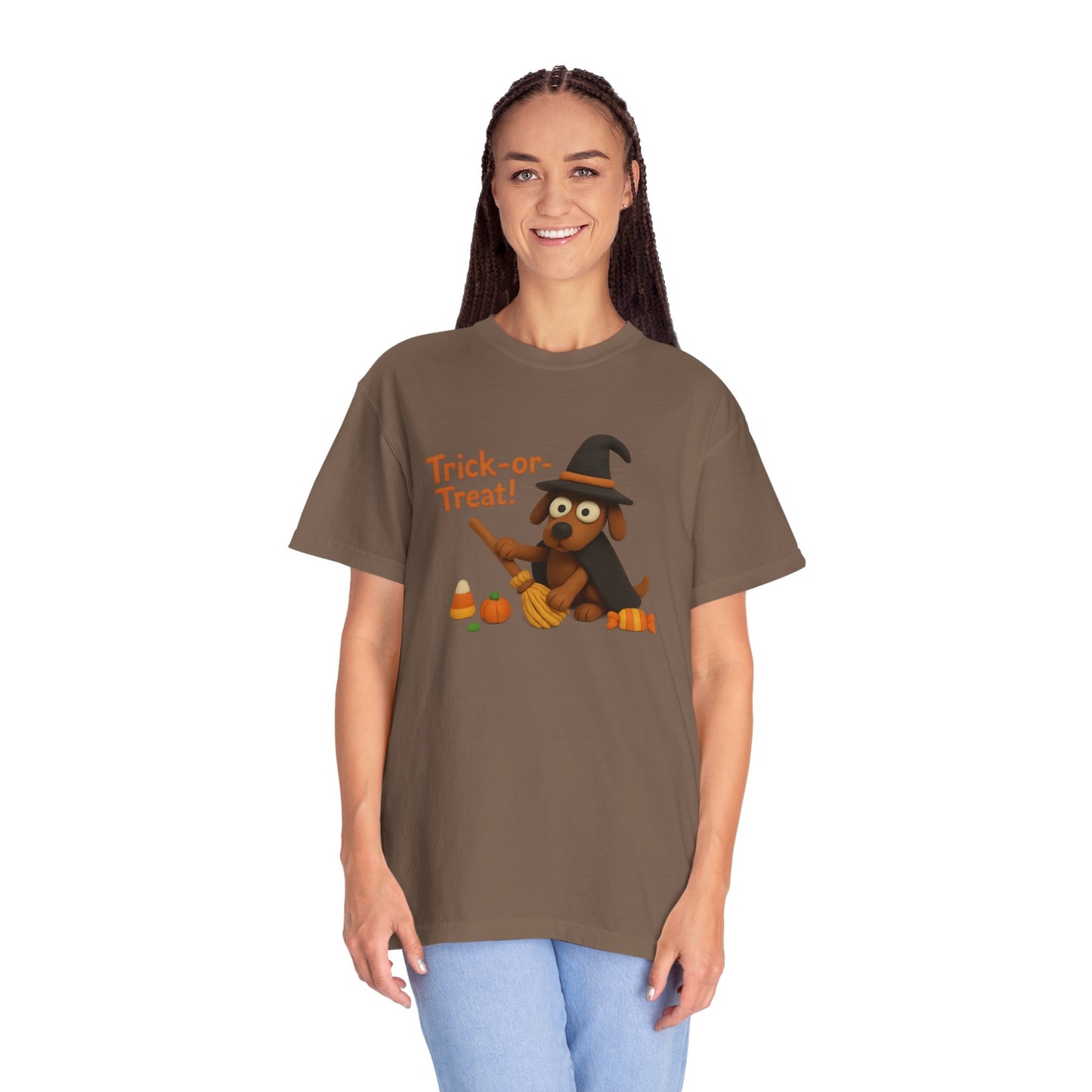 Cute Halloween Dog T-Shirt, Trick-or-Treat Shirt, Fall Apparel, Pet Lover Gift, Unisex Halloween Clothing, Animal Lover Tee