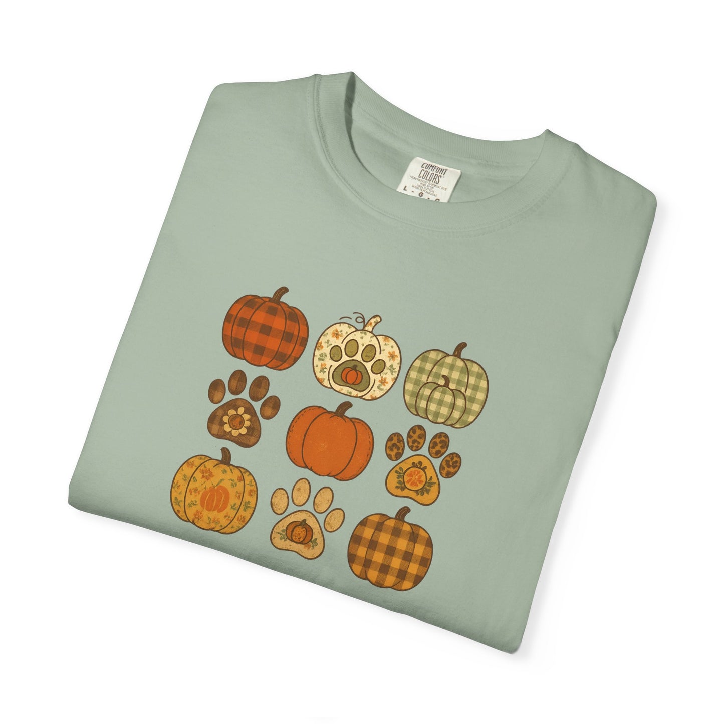 Fall Pumpkin Paw Print Unisex T-Shirt, Cozy Autumn Tee, Harvest Festivity Shirt, Pet Lover Gift, Seasonal Apparel