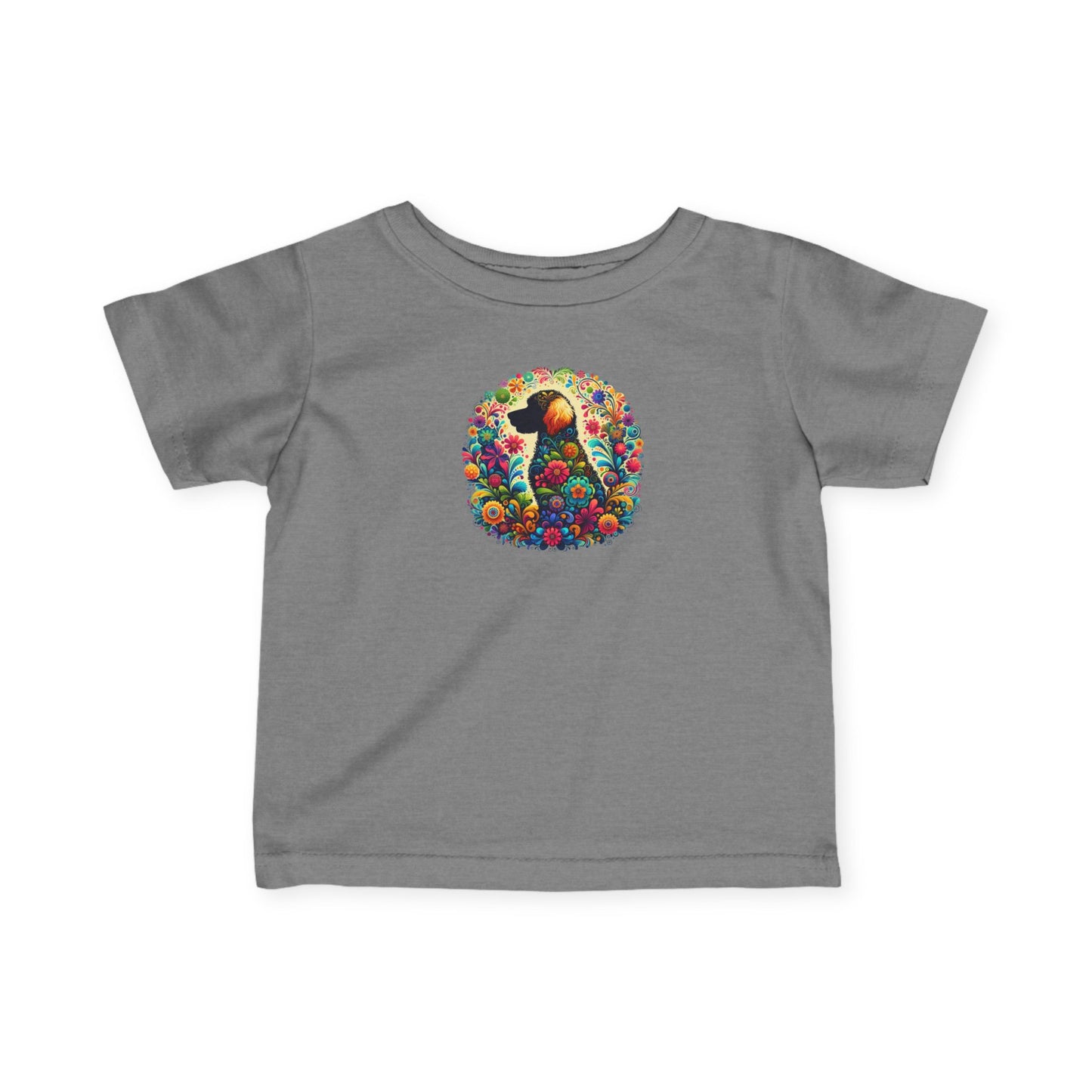 Floral Dog Infant Tee | Cute Baby T-Shirt with Colorful Design