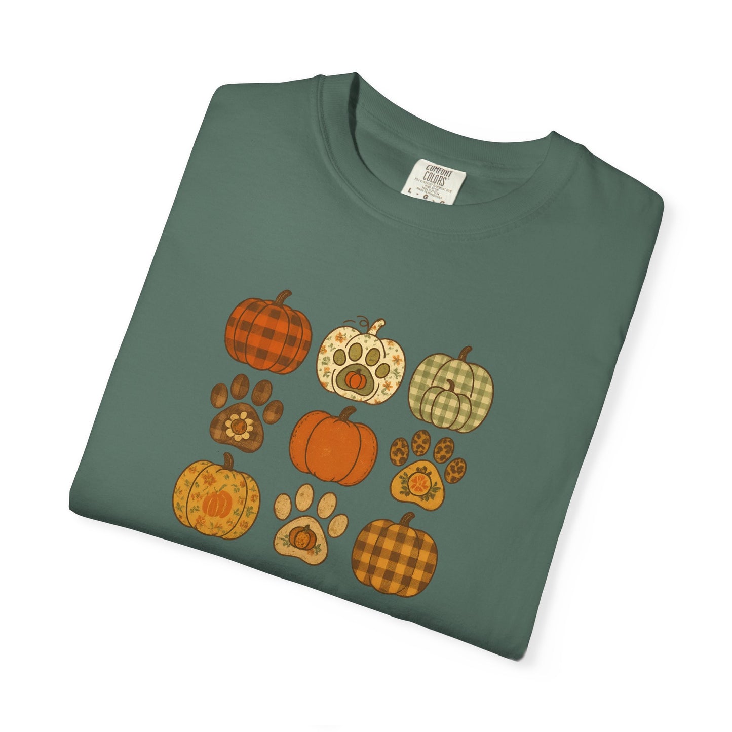 Fall Pumpkin Paw Print Unisex T-Shirt, Cozy Autumn Tee, Harvest Festivity Shirt, Pet Lover Gift, Seasonal Apparel