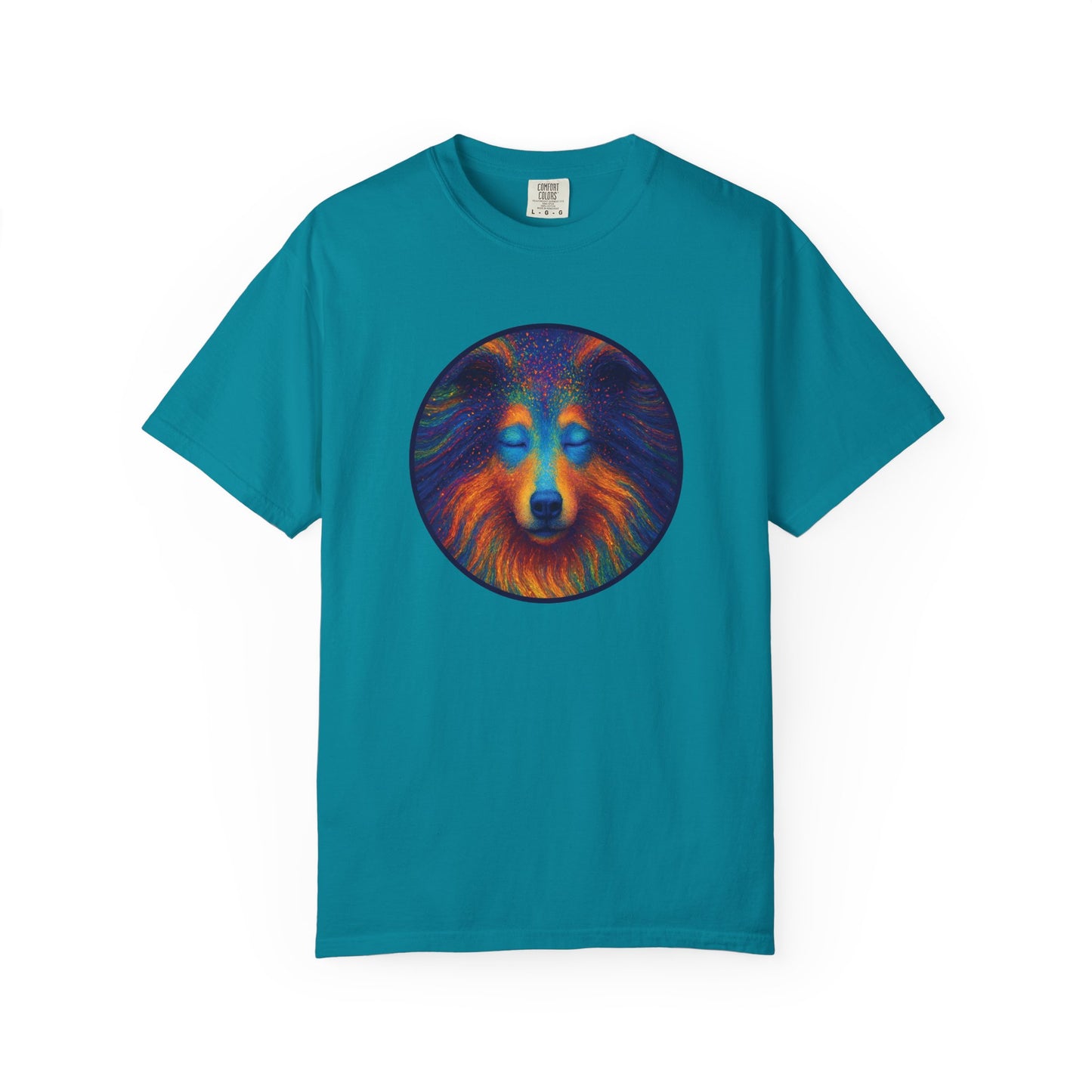 Vibrant Art T-Shirt, Psychedelic Collie Shirt, Unisex Tee, Unique Graphic Tee, Bohemian Style T-Shirt, Nature Lover Gift