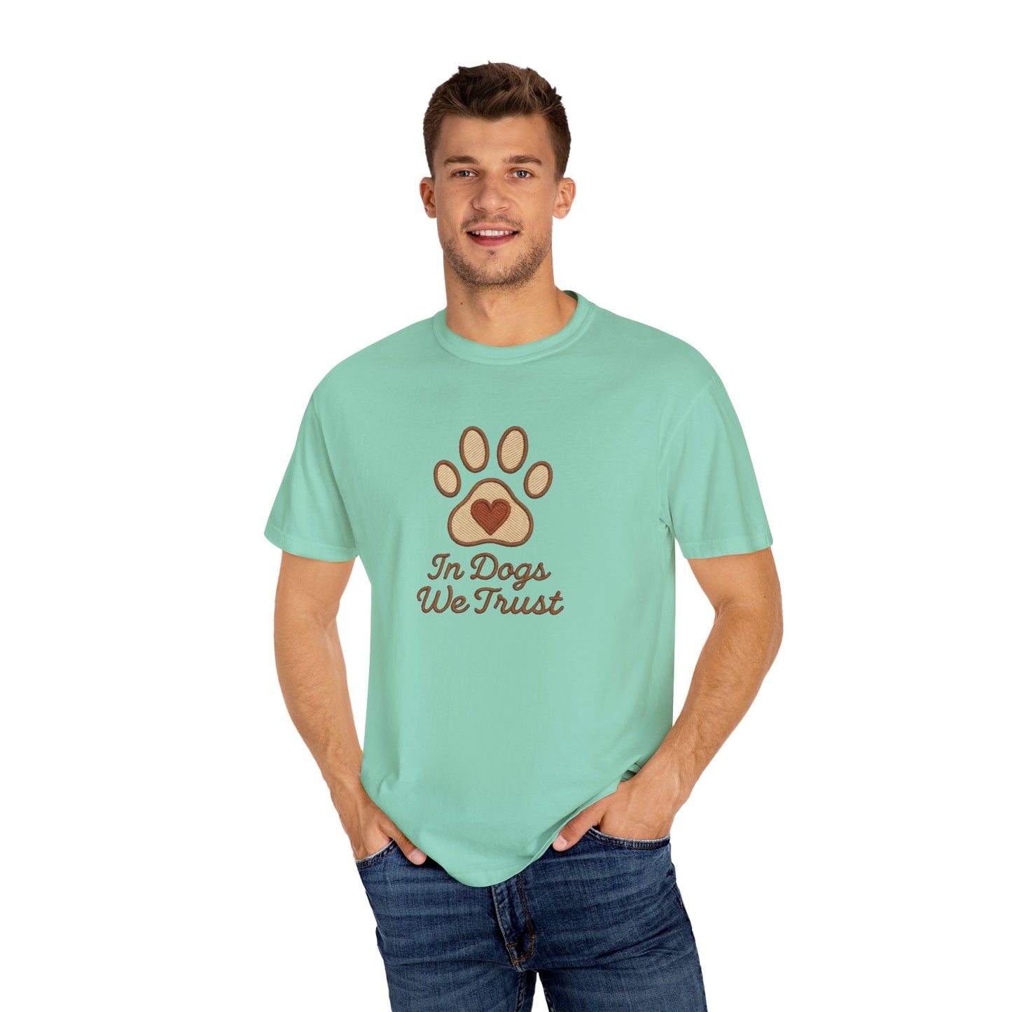 In Dogs We Trust Unisex Garment-Dyed T-Shirt, Dog Lover Gift, Cute Animal Tee, Pet Appreciation Shirt, Casual Everyday Wear