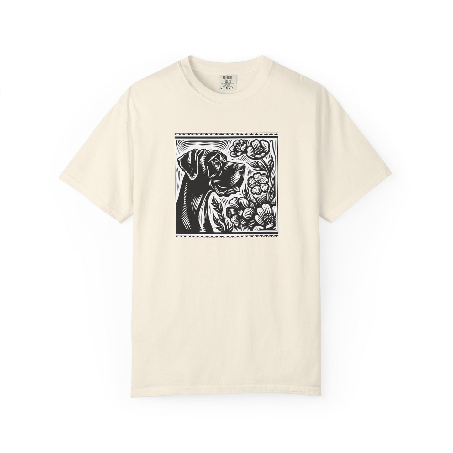 Great Dane Dog Lover's Floral Print T-Shirt | Unisex Garment-Dyed Tee
