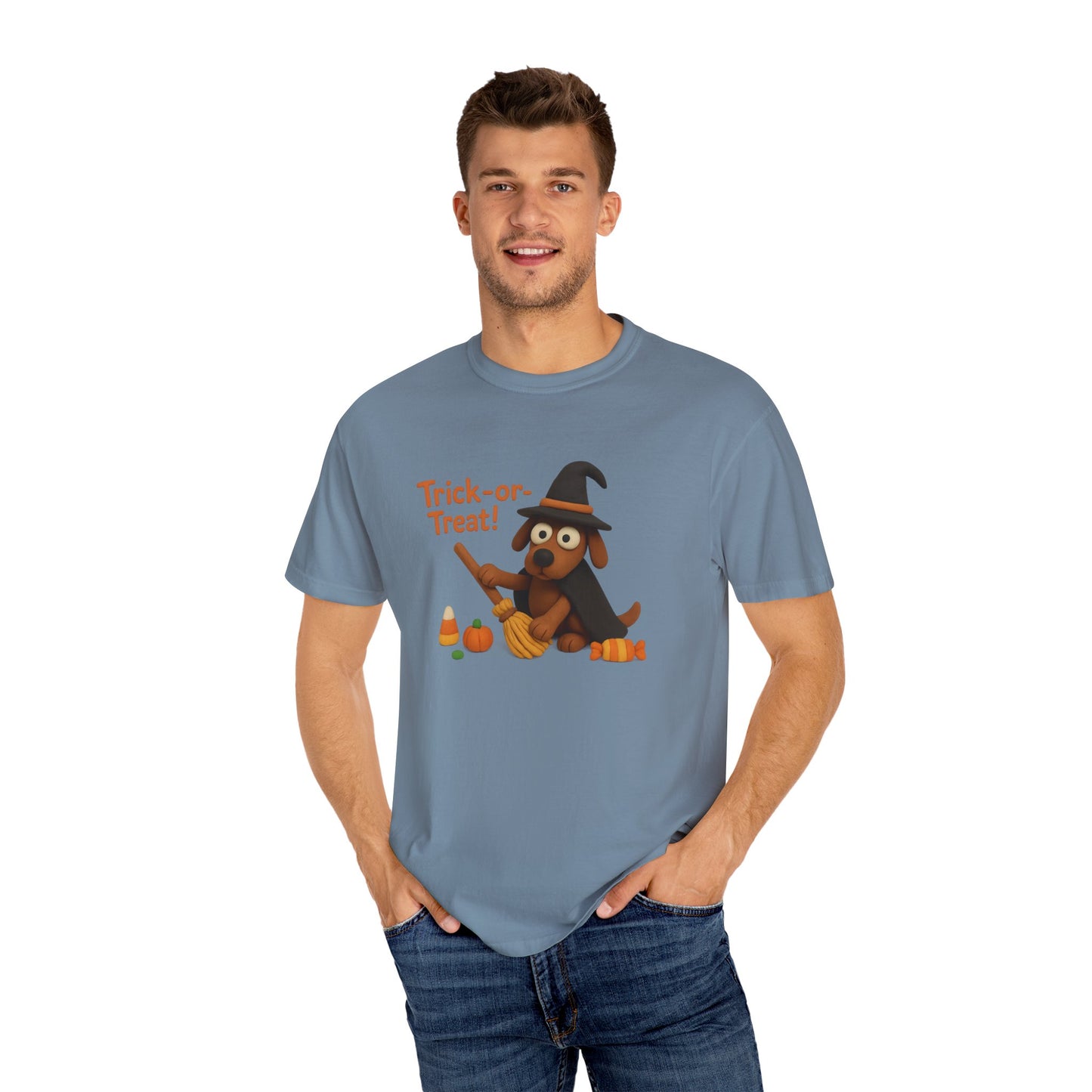 Cute Halloween Dog T-Shirt, Trick-or-Treat Shirt, Fall Apparel, Pet Lover Gift, Unisex Halloween Clothing, Animal Lover Tee