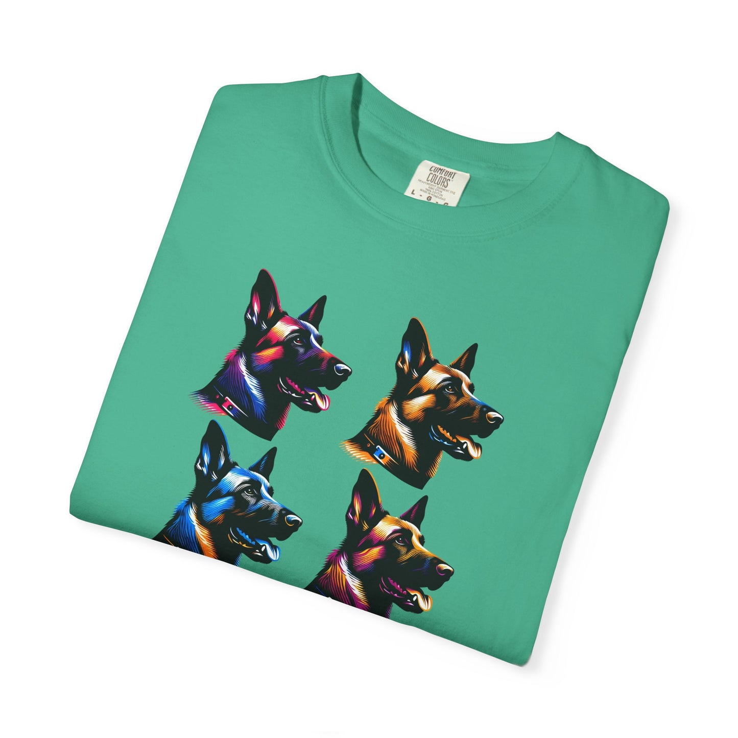 Colorful Belgium Malinois Portrait Unisex Garment-Dyed T-Shirt