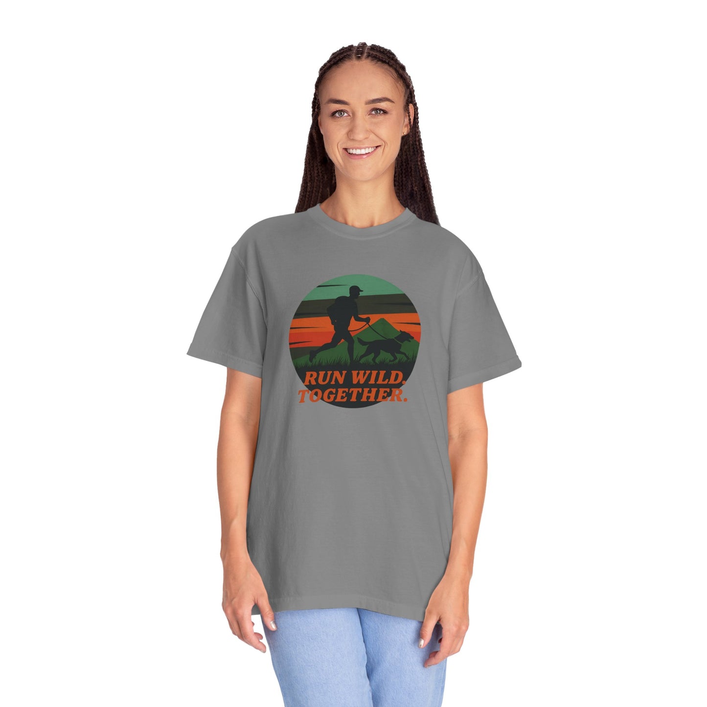 Canicross - Unisex Garment-Dyed T-Shirt - Run Wild Together Adventure Tee