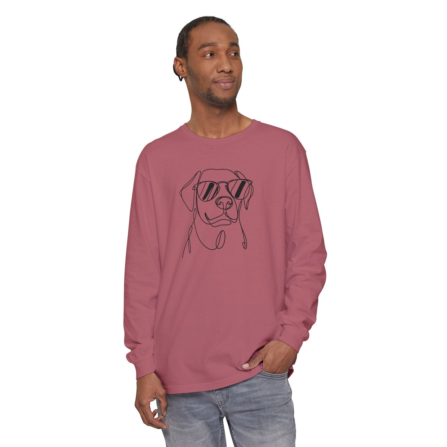 Cool Dog Long Sleeve T-Shirt | Unisex Garment-Dyed Tee
