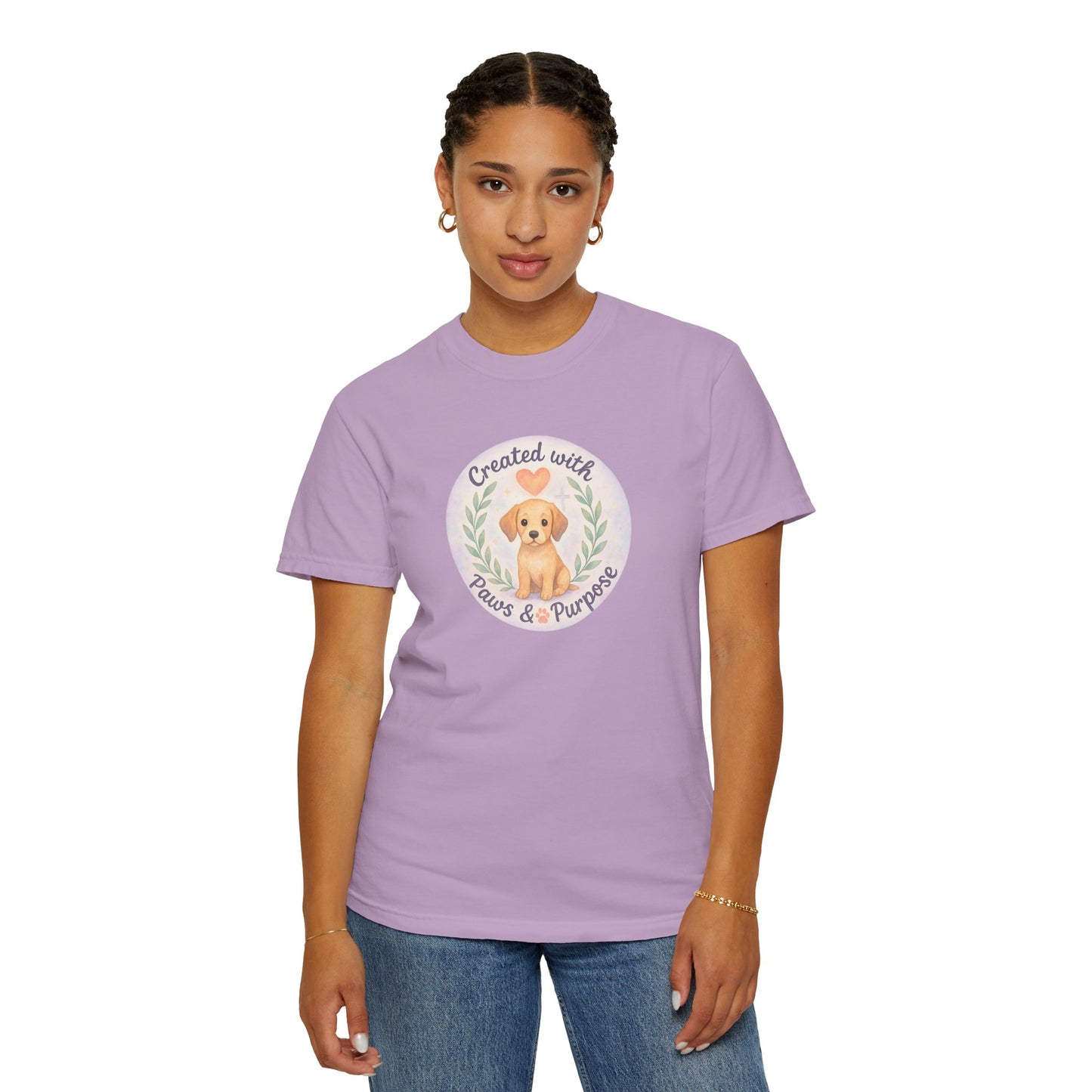 Created with Paws & Purpose T-Shirt, Pet Lover Gift, Dog Lover Apparel, Animal Rescue Support, Unique Gifts for Dog Owners