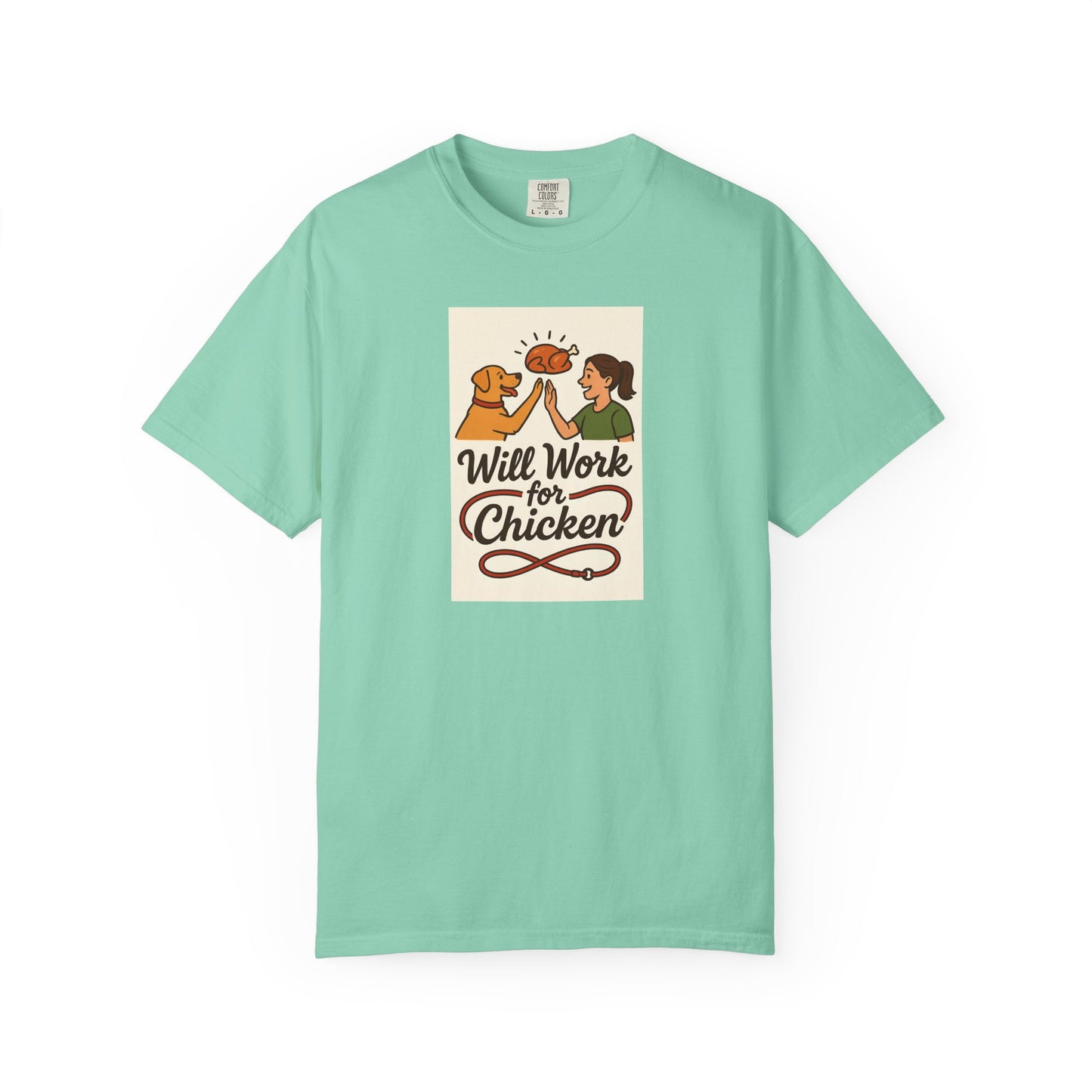 Will Work for Chicken Unisex T-Shirt | Pet Lover Gift, Funny Dog Tee, Casual Wear, Unique Animal Lover Apparel, Gift for Dog Parents