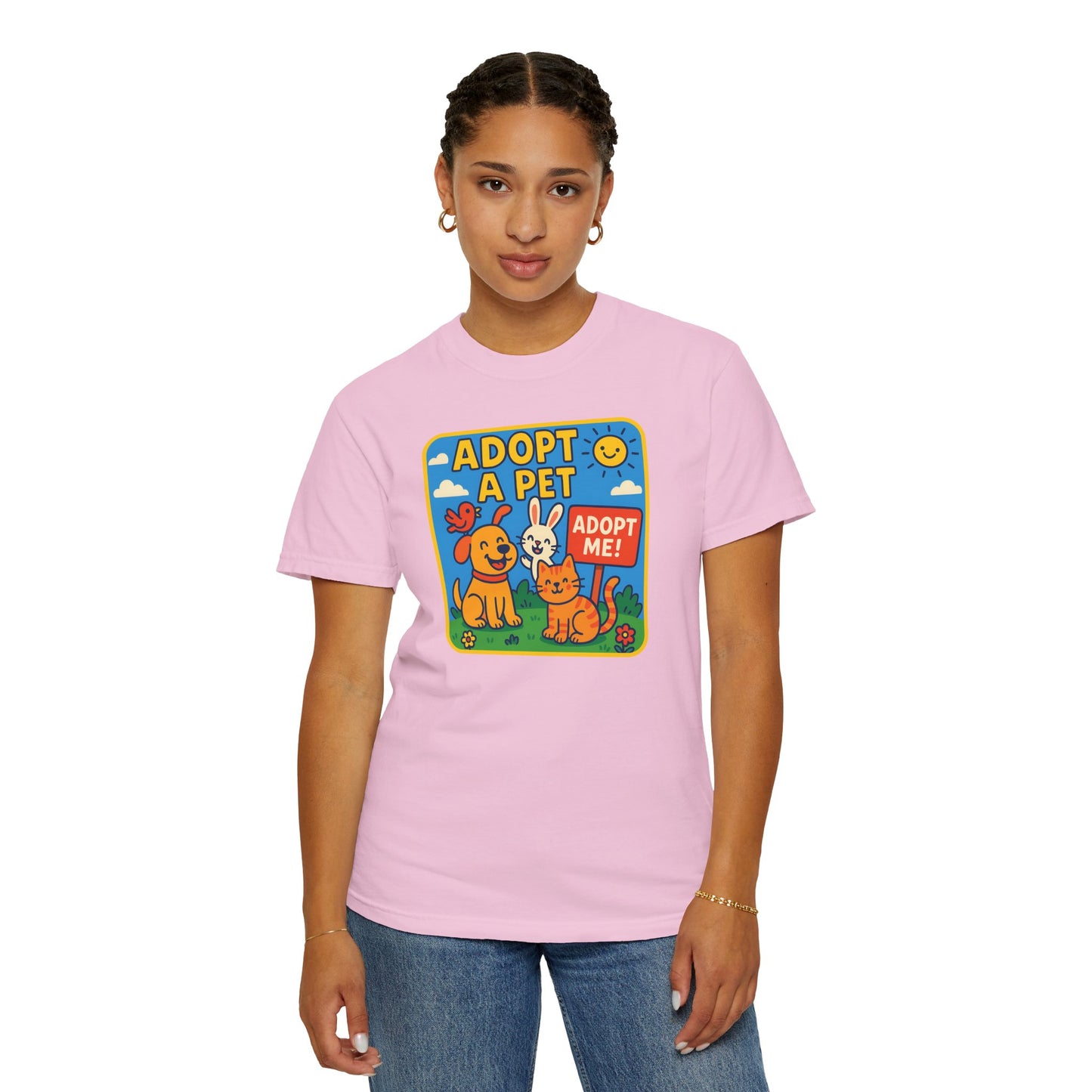Adopt a Pet T-Shirt - Unisex Garment-Dyed Tee for Animal Lovers