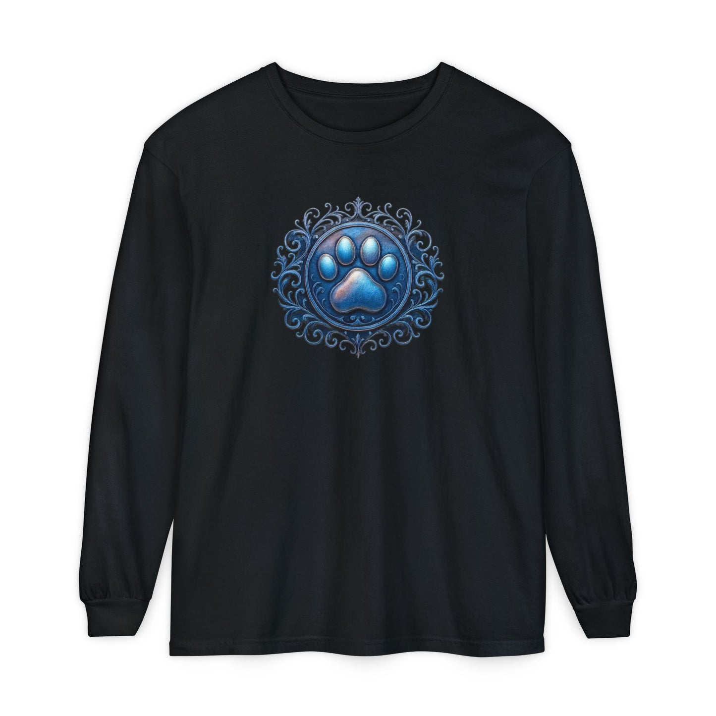 Paw Print Long Sleeve T-Shirt for Pet Lovers | Cozy Gift for Animal Enthusiasts, Casual Wear, Dog Mom Gift, Unique Pet Tee, Everyday Fashion
