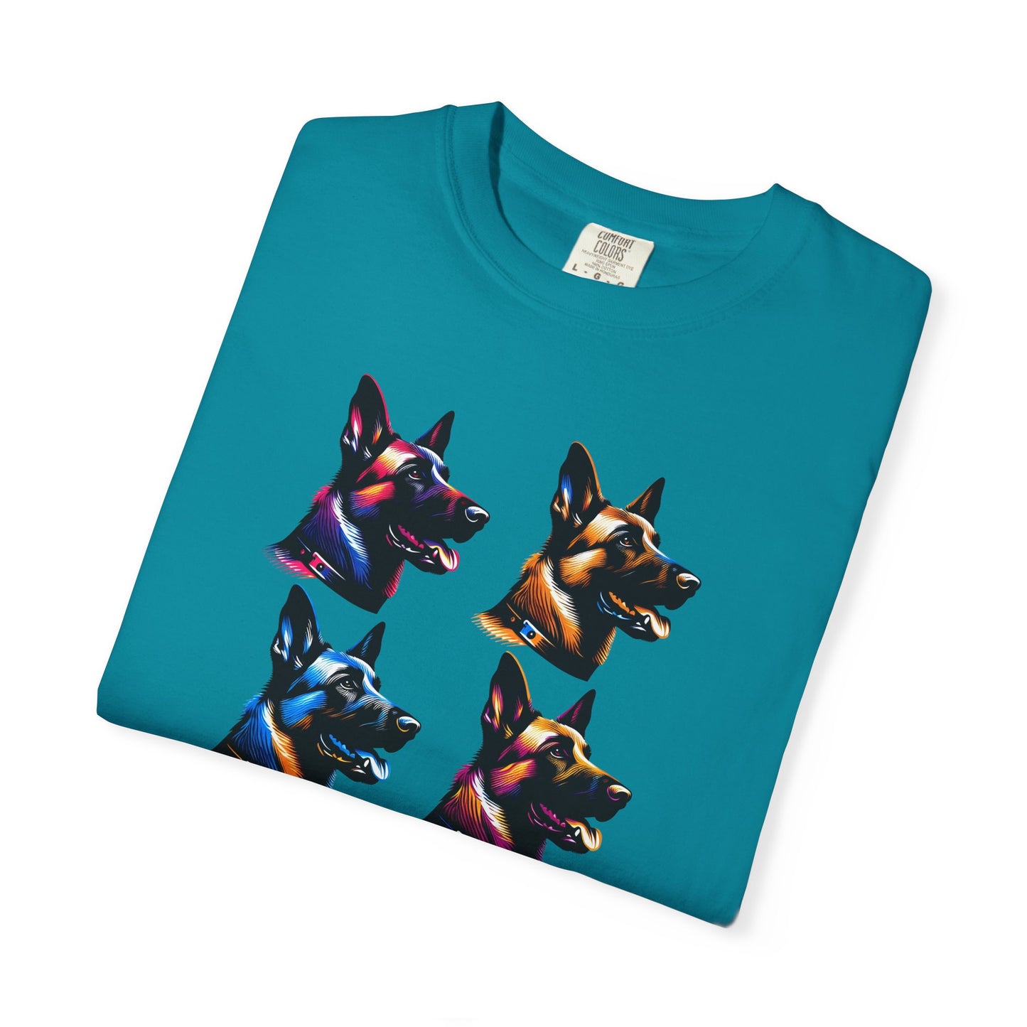 Colorful Belgium Malinois Portrait Unisex Garment-Dyed T-Shirt