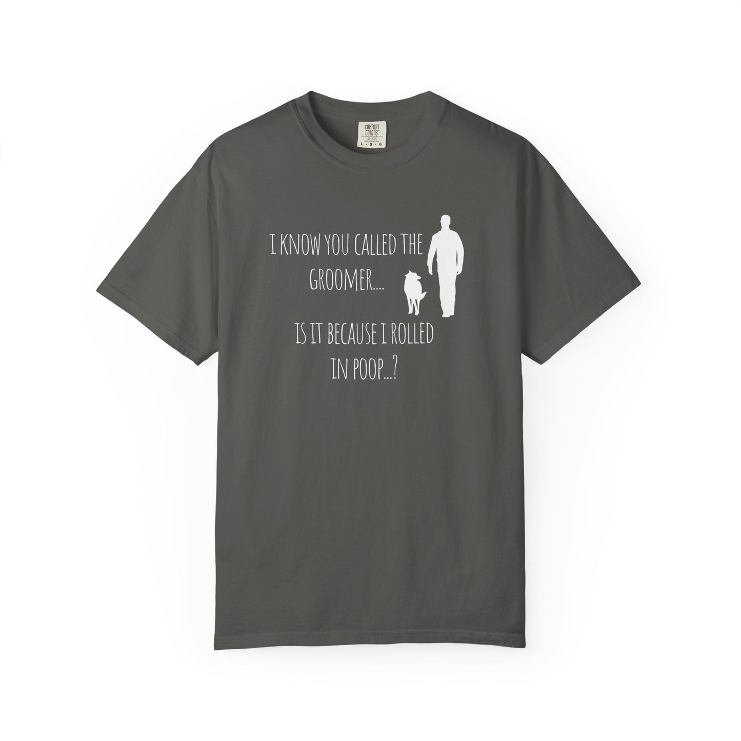 Humorous Dog Lover T-Shirt - 'Is It Because I Rolled In Poop?' Unisex Garment-Dyed Tee