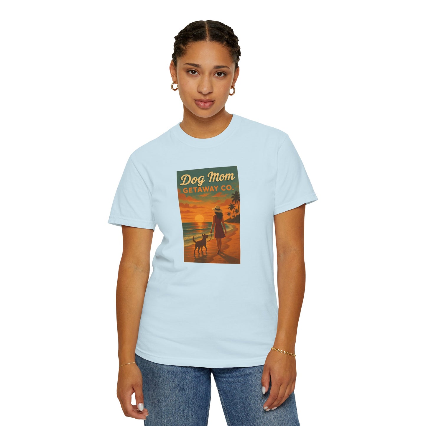 Dog Mom Sunset Tee, Unisex T-Shirt, Dog Lover Gift, Summer Vacation Shirt, Pet Parent Apparel, Casual Everyday Wear
